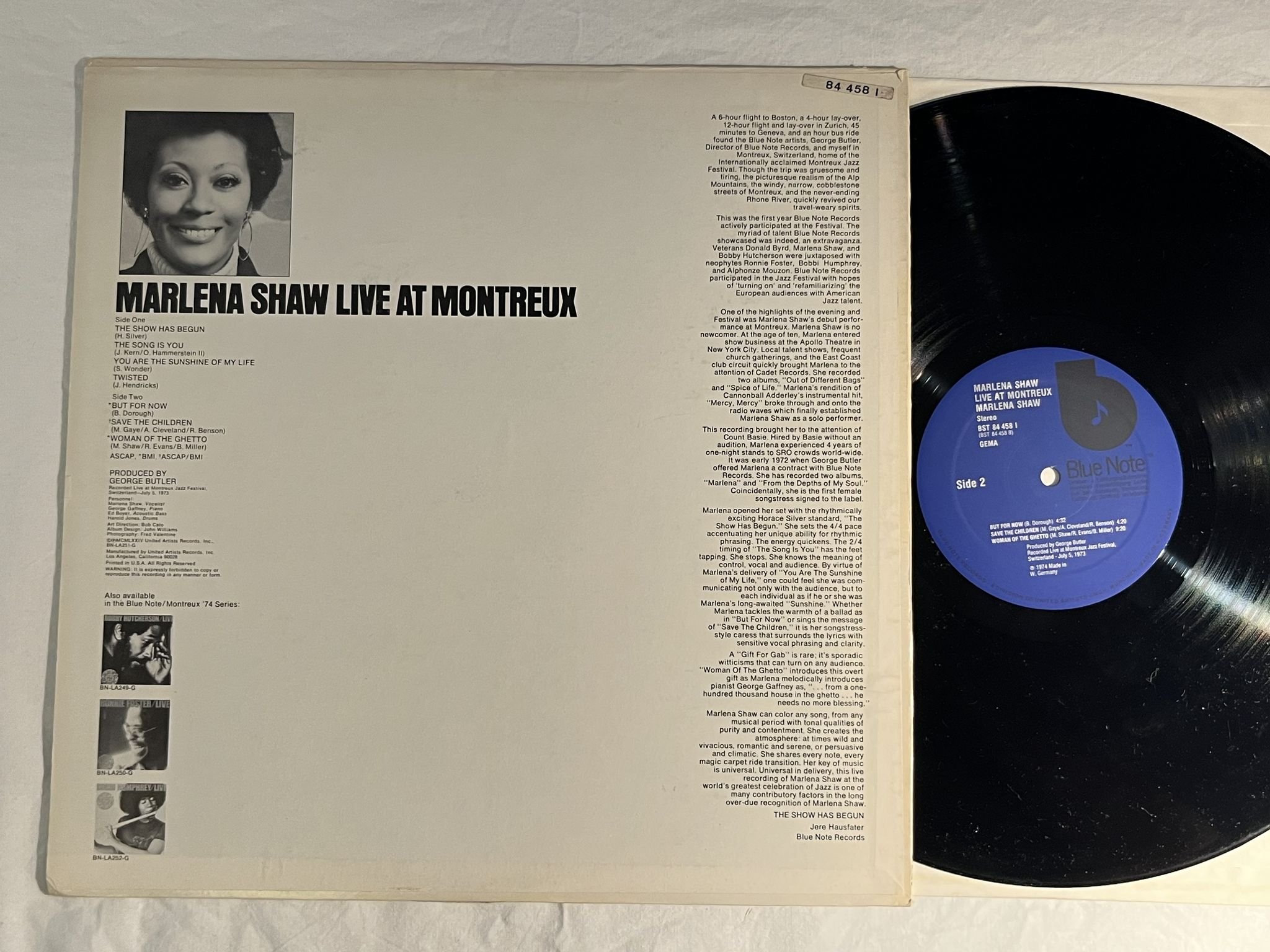 Omslagsbild för skivan MARLENA SHAW live at Montreux LP -74 Ger BLUE NOTE BN-LA251-G ** Soul-Jazz **
