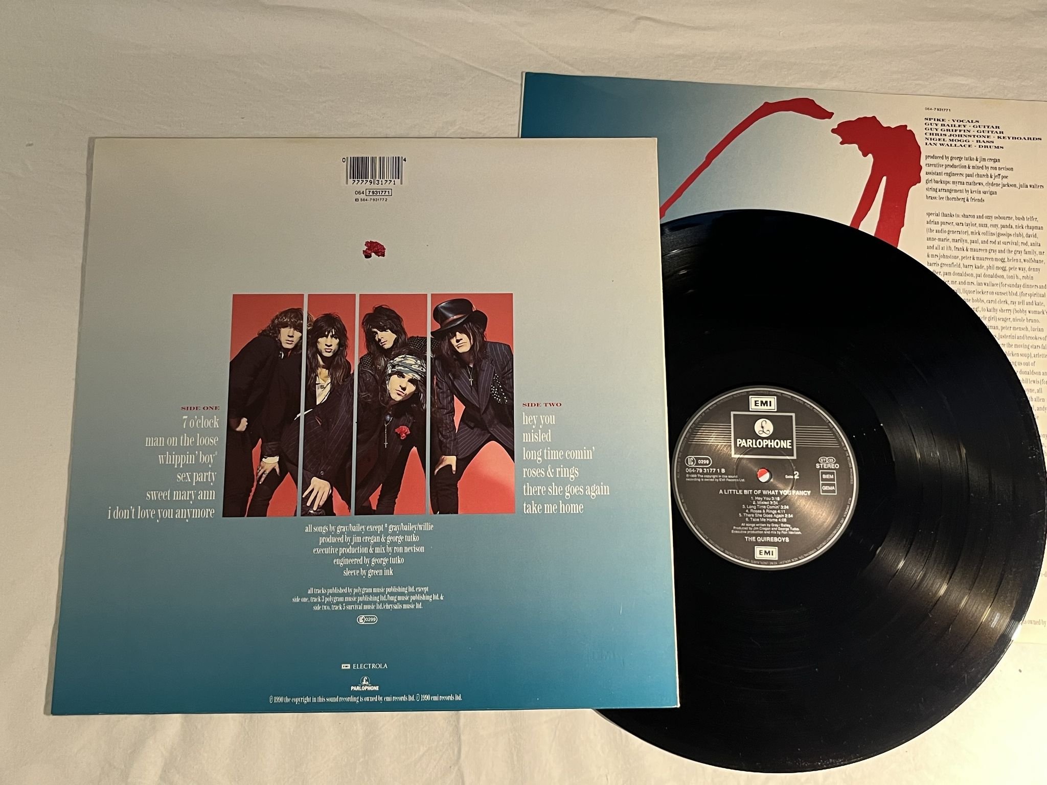 Omslagsbild för skivan THE QUIREBOYS a little of what you fancy LP -89 PARLOPHONE 064-79 3177 1