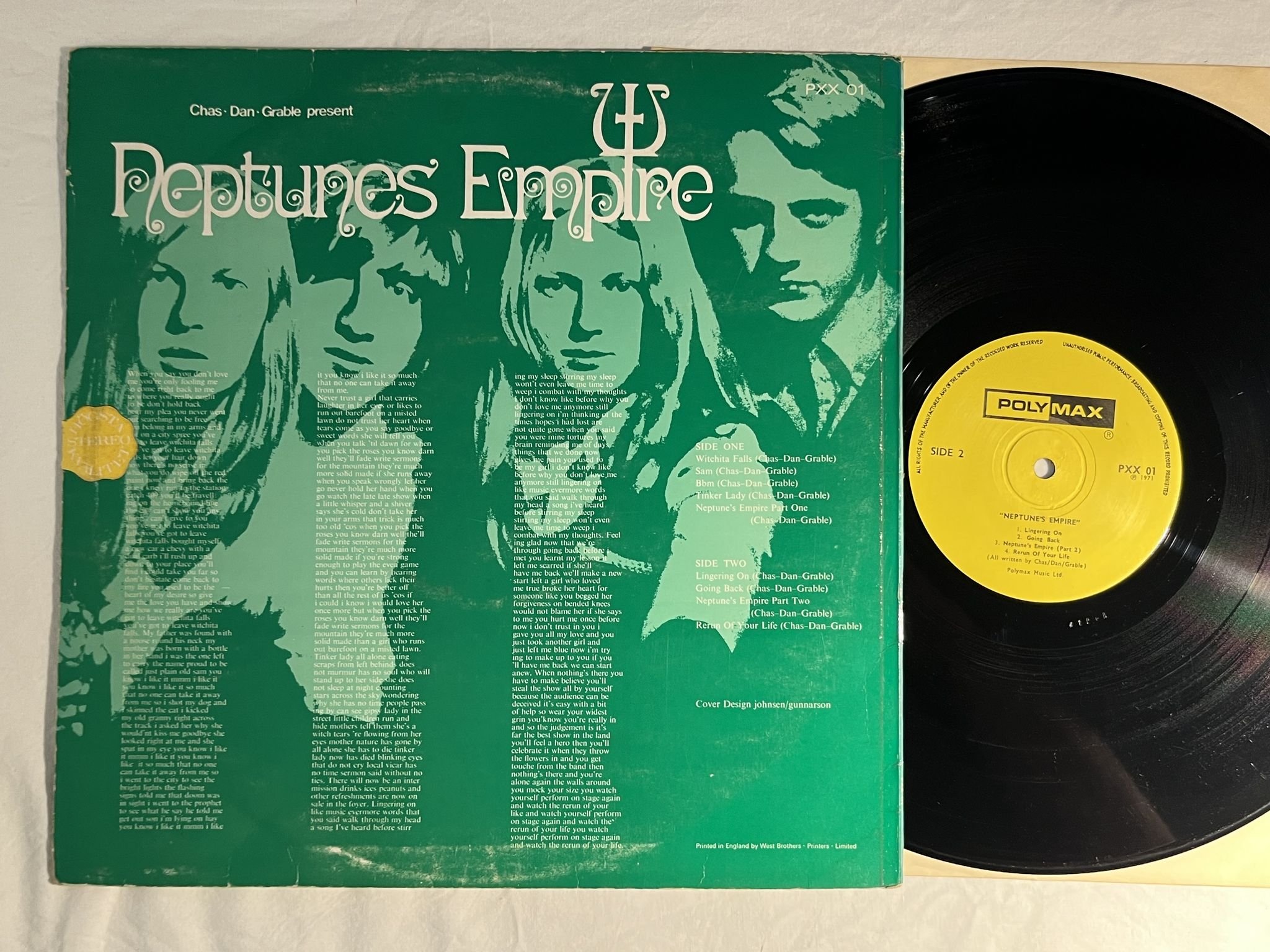 Omslagsbild för skivan NEPTUNES EMPIRE s/t LP -71 UK POLYMAX PXX 01 *** RARE PROG/PSYCH ***