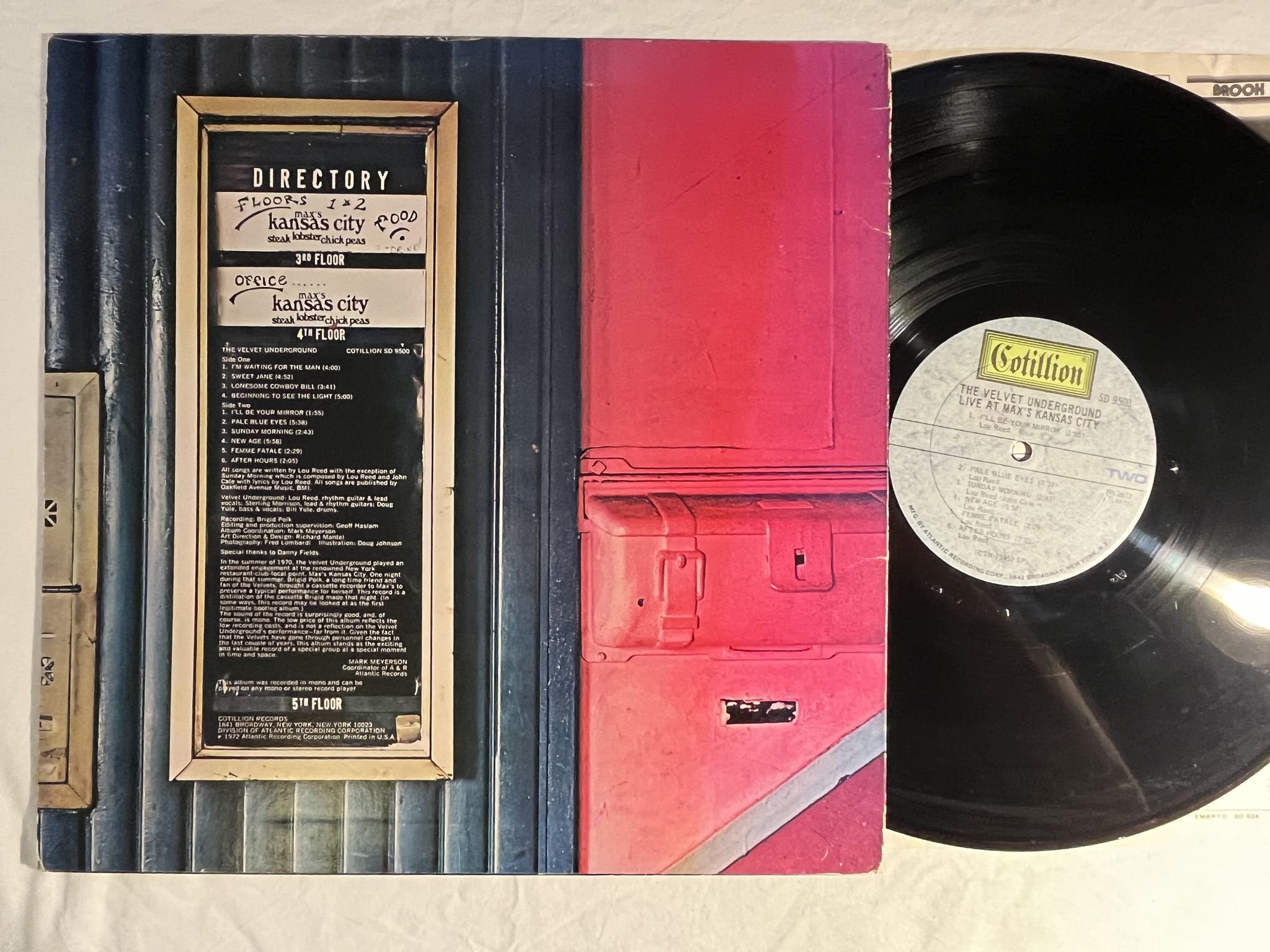 Omslagsbild för skivan THE VELVET UNDERGROUND live at Max's Kansas City LP -72 US COTILLION SD 9500