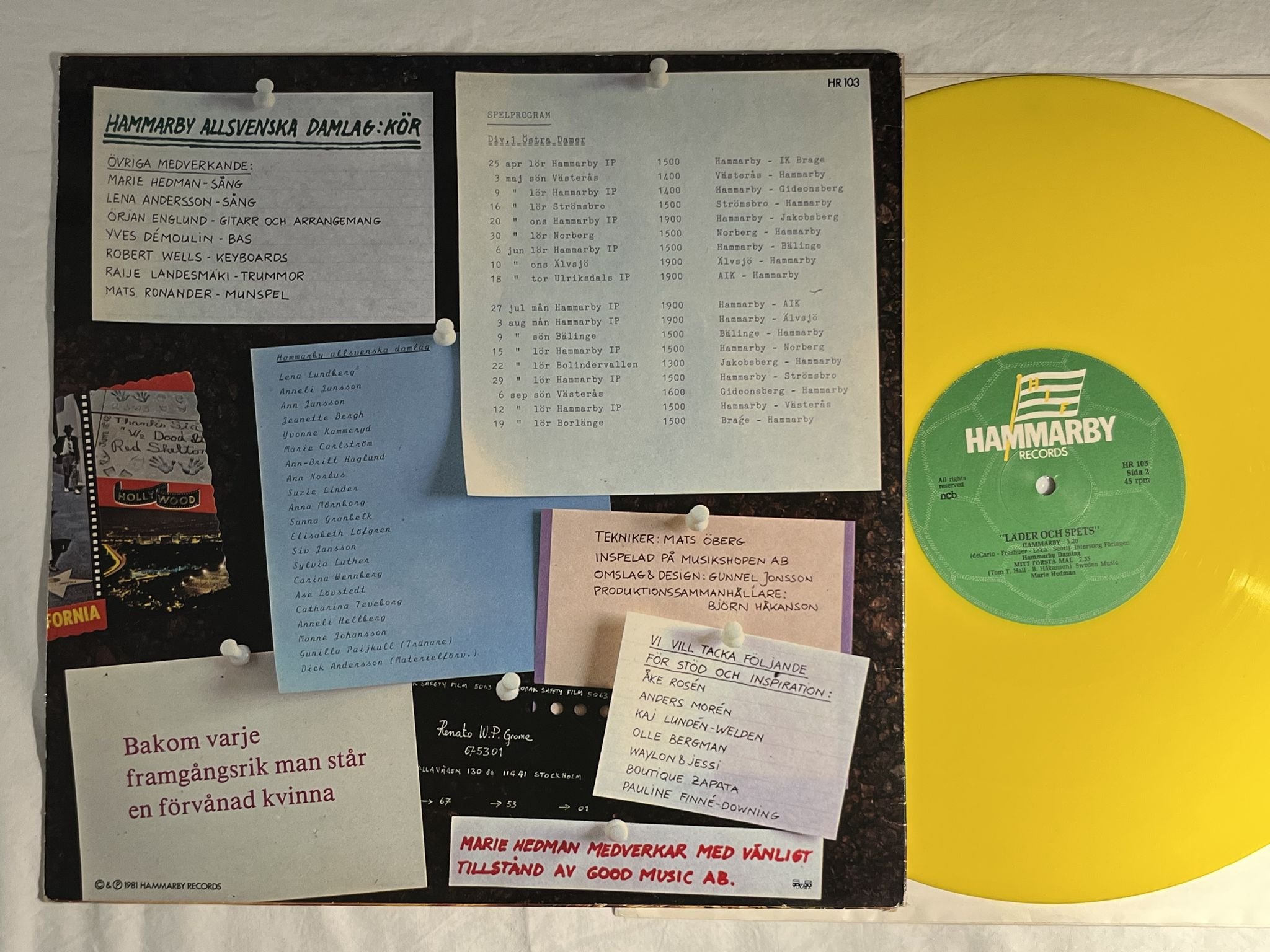 Omslagsbild för skivan HAMMARBY DAMLAG Läder Och Spets LP -81 Swe HAMMARBY RECORDS HR 103