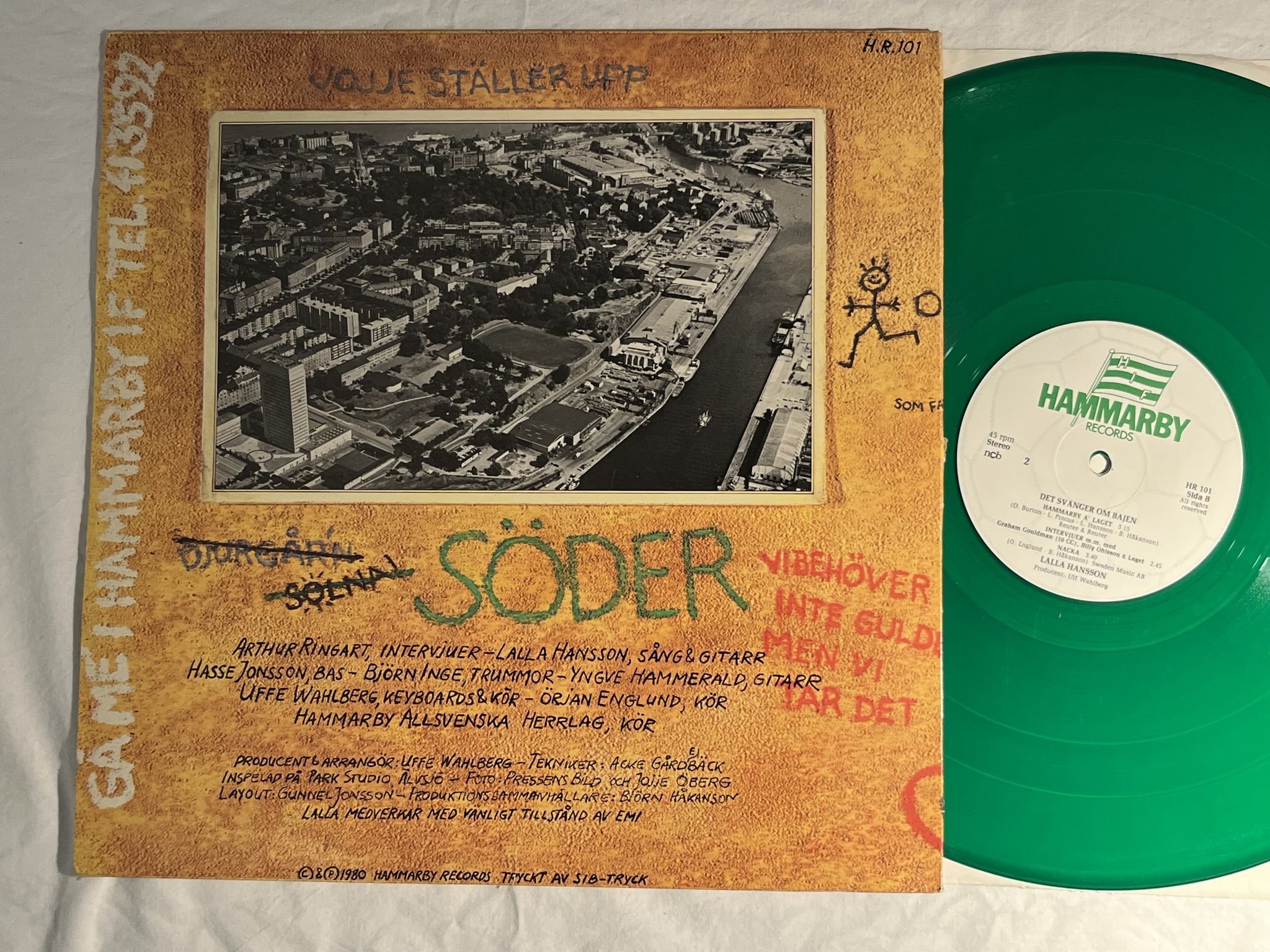 Omslagsbild för skivan LALLA HANSSON Det Svänger Om Bajen! 12" -80 Swe HAMMARBY RECORDS HR 101