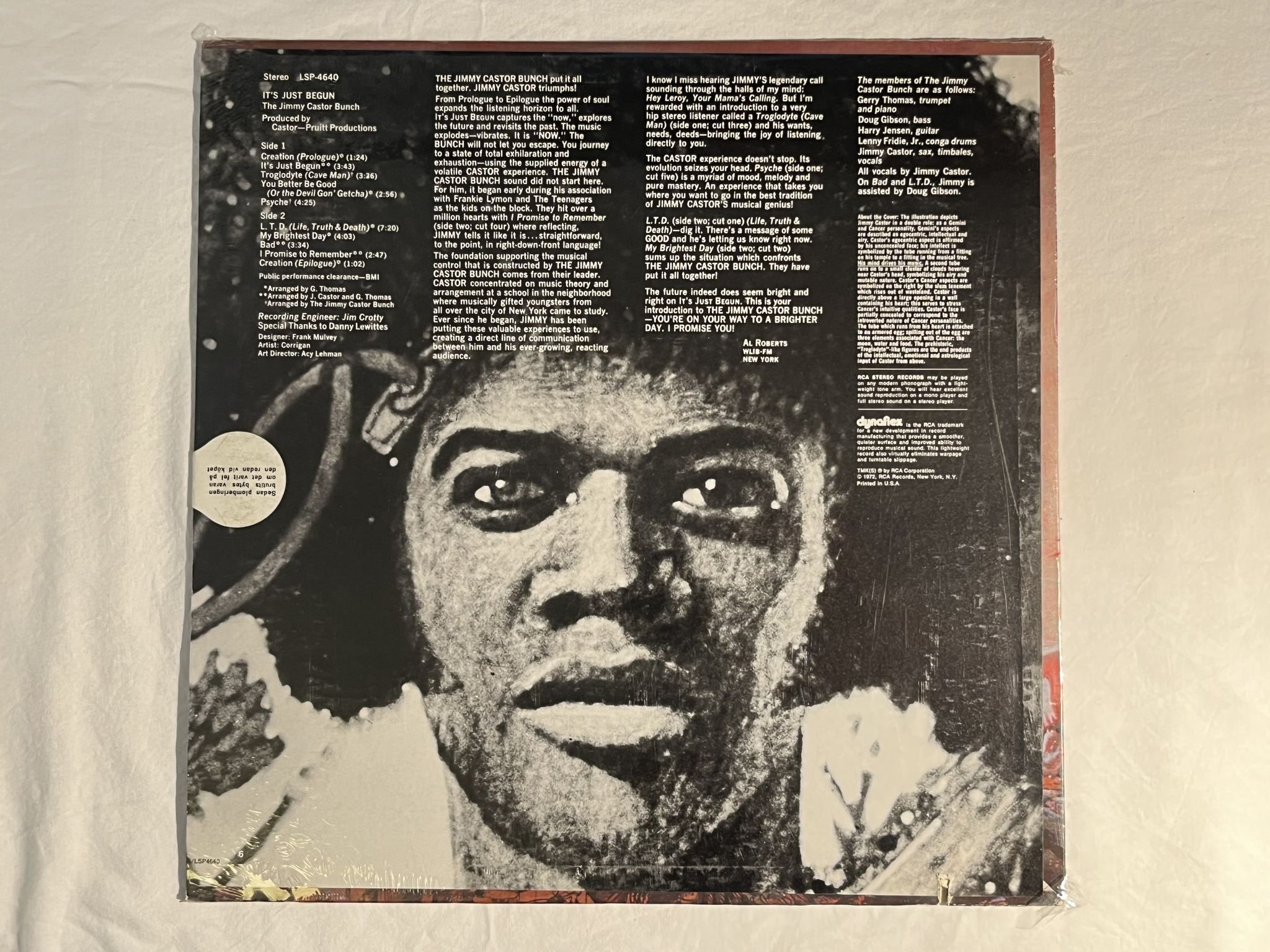 Omslagsbild för skivan JIMMY CASTOR BUNCH it's just begun LP -72 US RCA Victor LSP-4640 *** SEALED ***