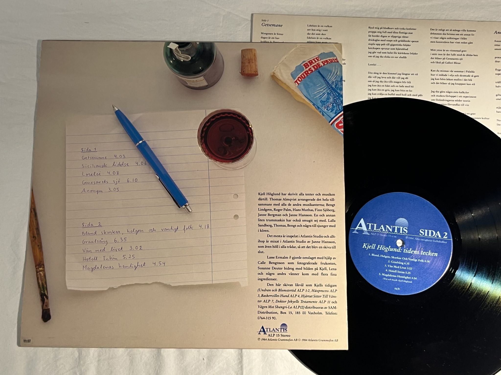 Omslagsbild för skivan KJELL HÖGLUND tidens tecken LP -84 Swe ATLANTIS ALP 15