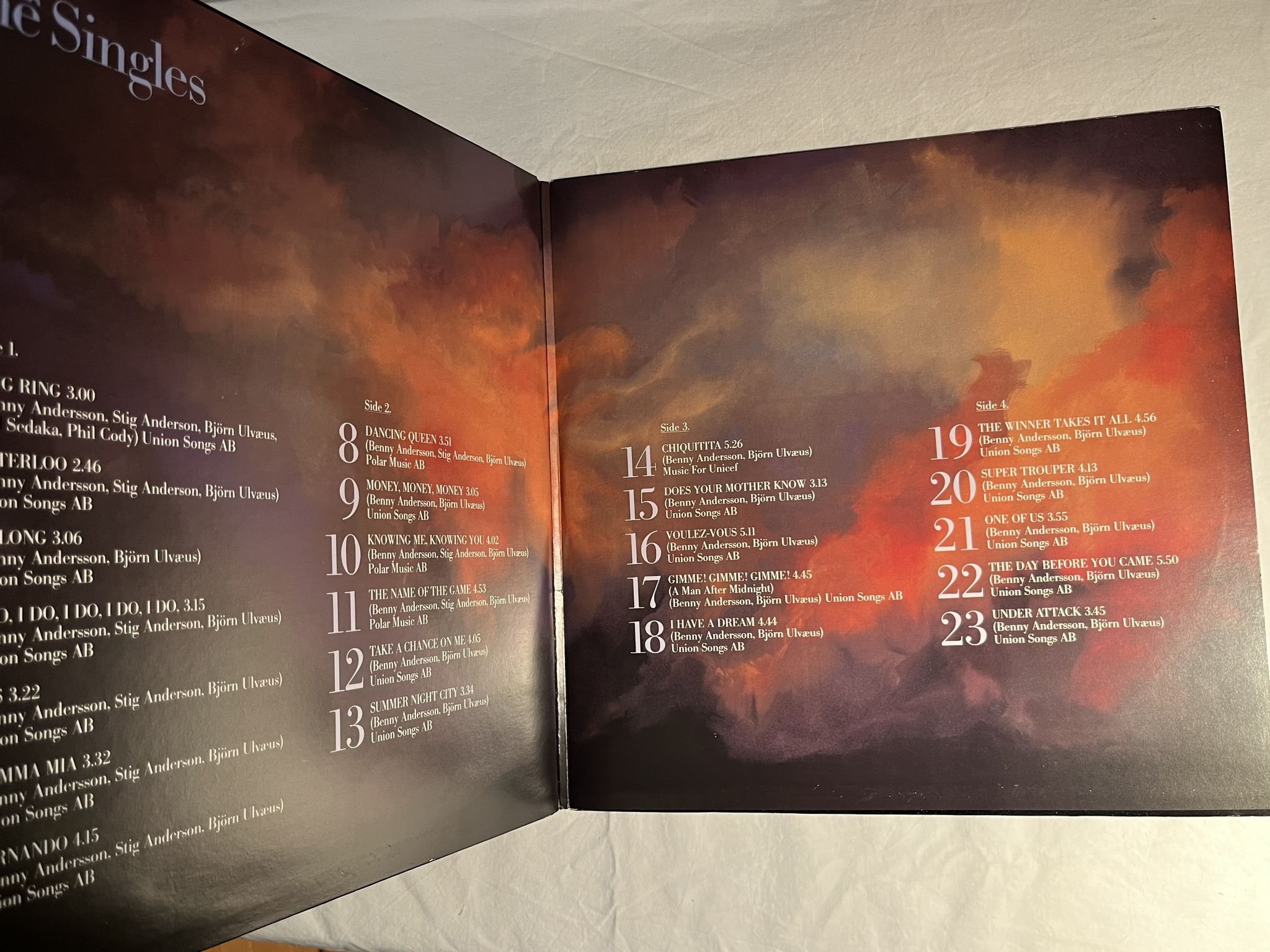 Omslagsbild för skivan ABBA the singles 2xLP -82 POLAR POLMD 400-401 ** 10-ÅRSJUBILEUM **