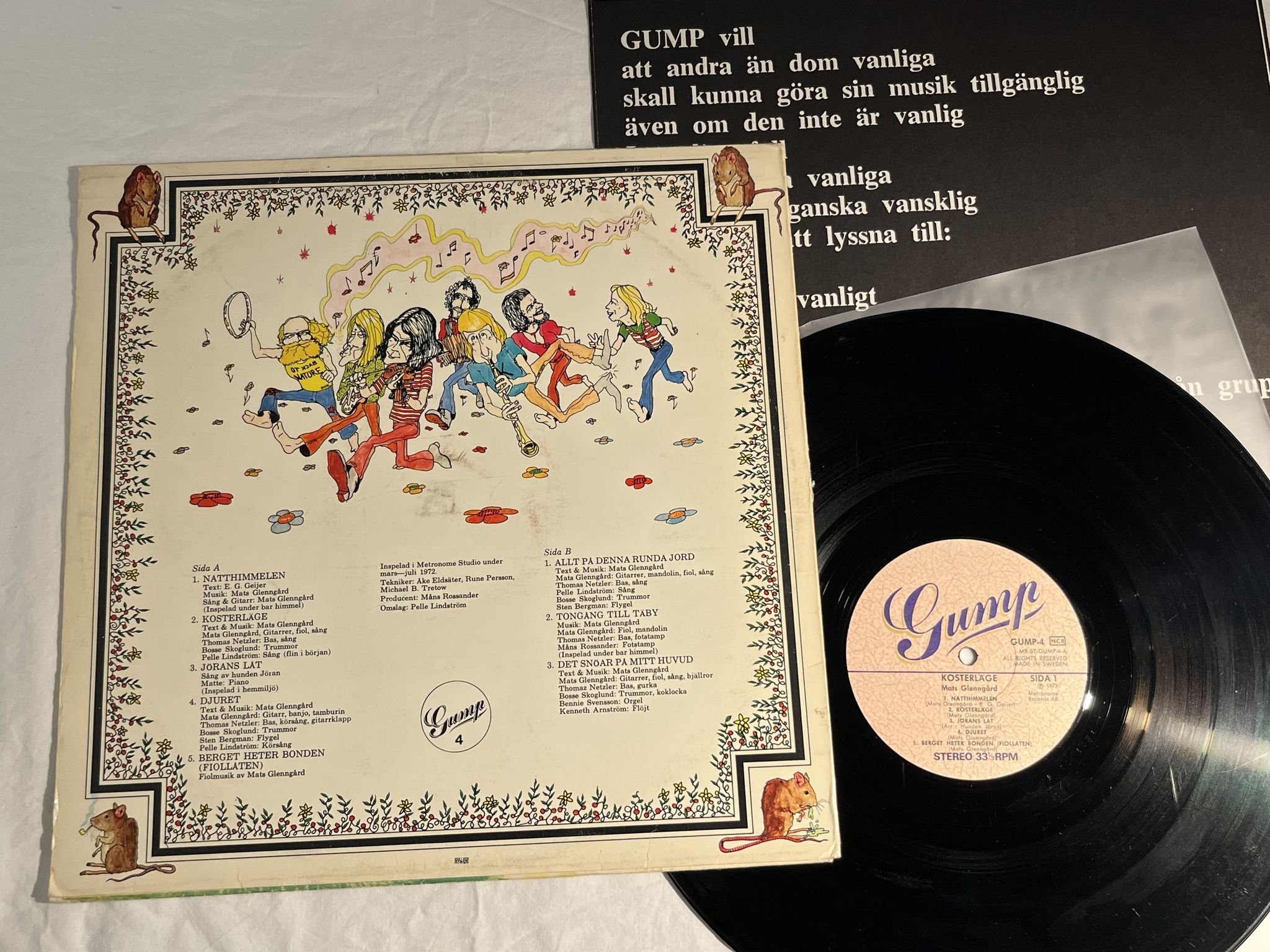 Omslagsbild för skivan MATS GLENGÅRD kosterläge LP -72 Swe GUMP 4 *** RARE PROG ***
