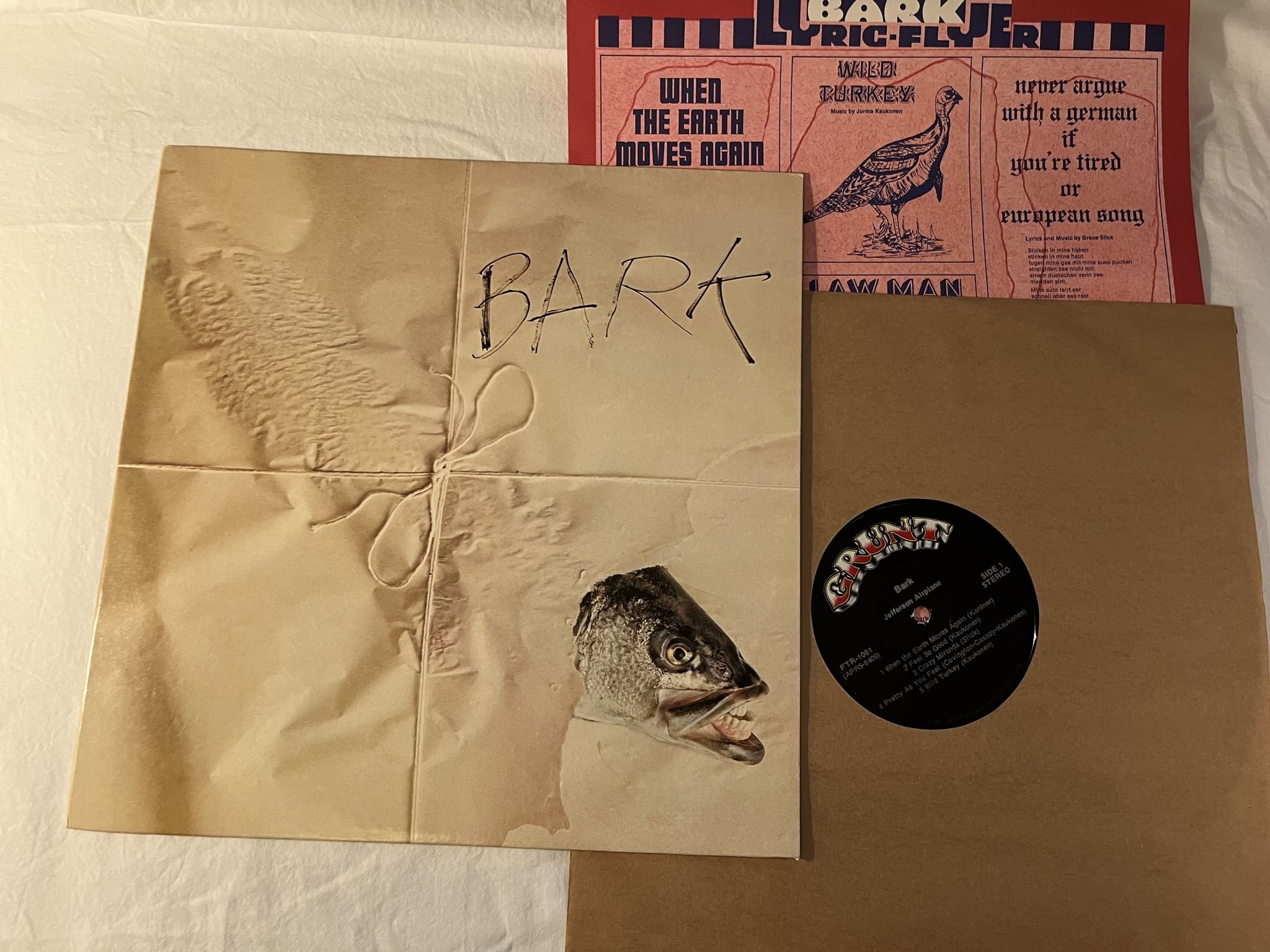 Omslagsbild för skivan JEFFERSON AIRPLANE Bark LP US GRUNT FTR-1001