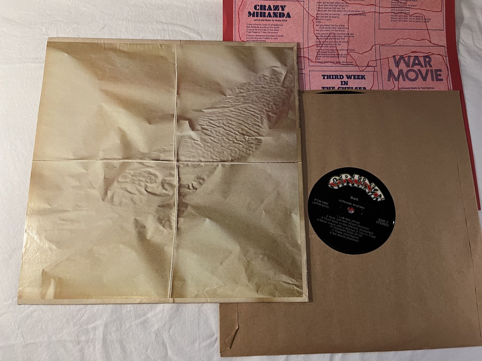 Omslagsbild för skivan JEFFERSON AIRPLANE Bark LP US GRUNT FTR-1001