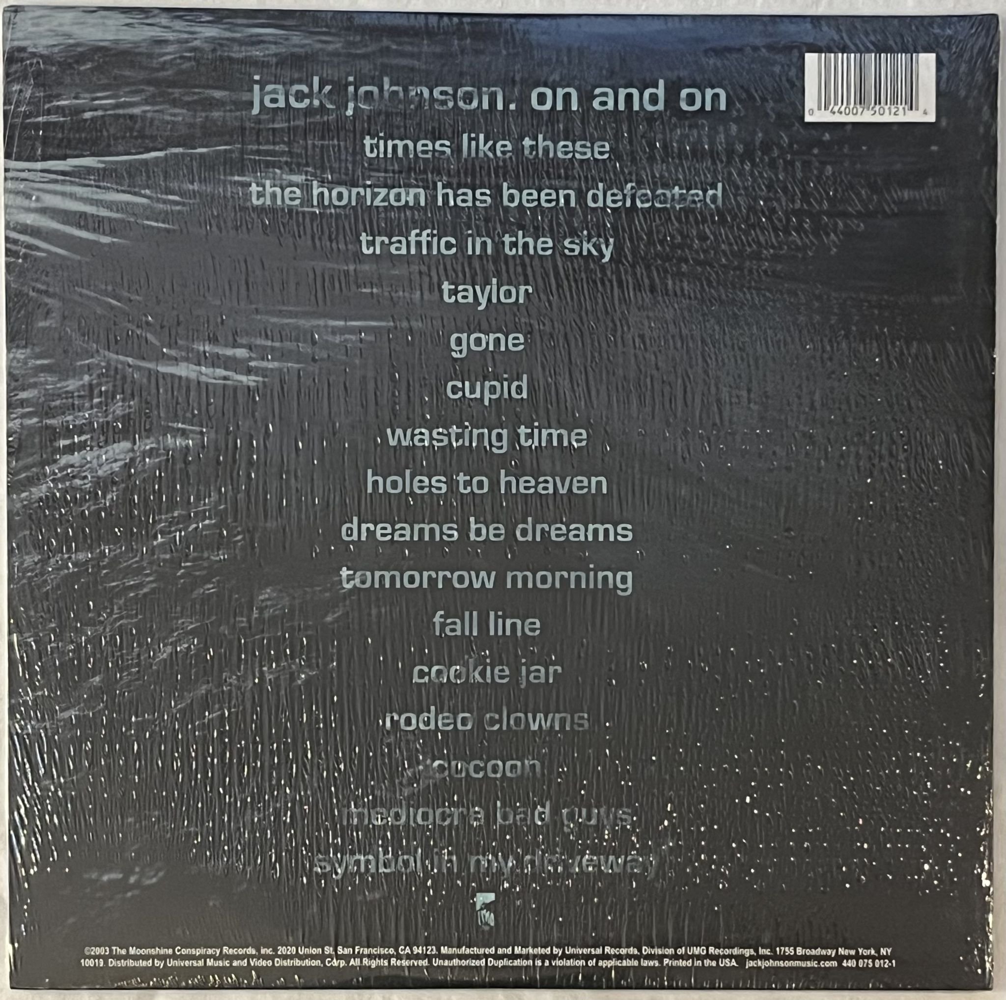 Omslagsbild för skivan JACK JOHNSON On And On LP THE MOONSHINE CONSPIRACY 440 075 012-1