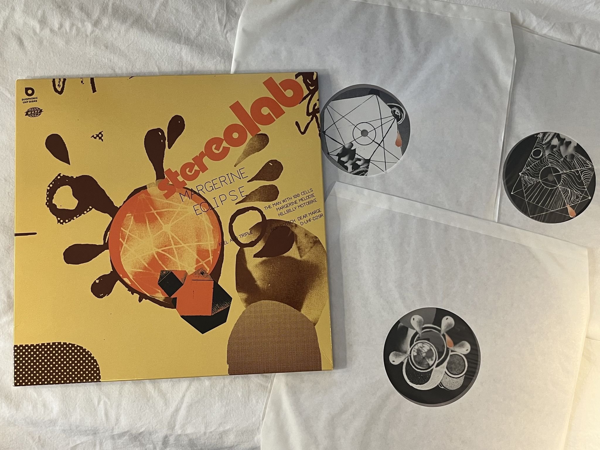Omslagsbild för skivan STEREOLAB Margerine Eclipse 2xLP 2019 WARP D-UHF-D29R