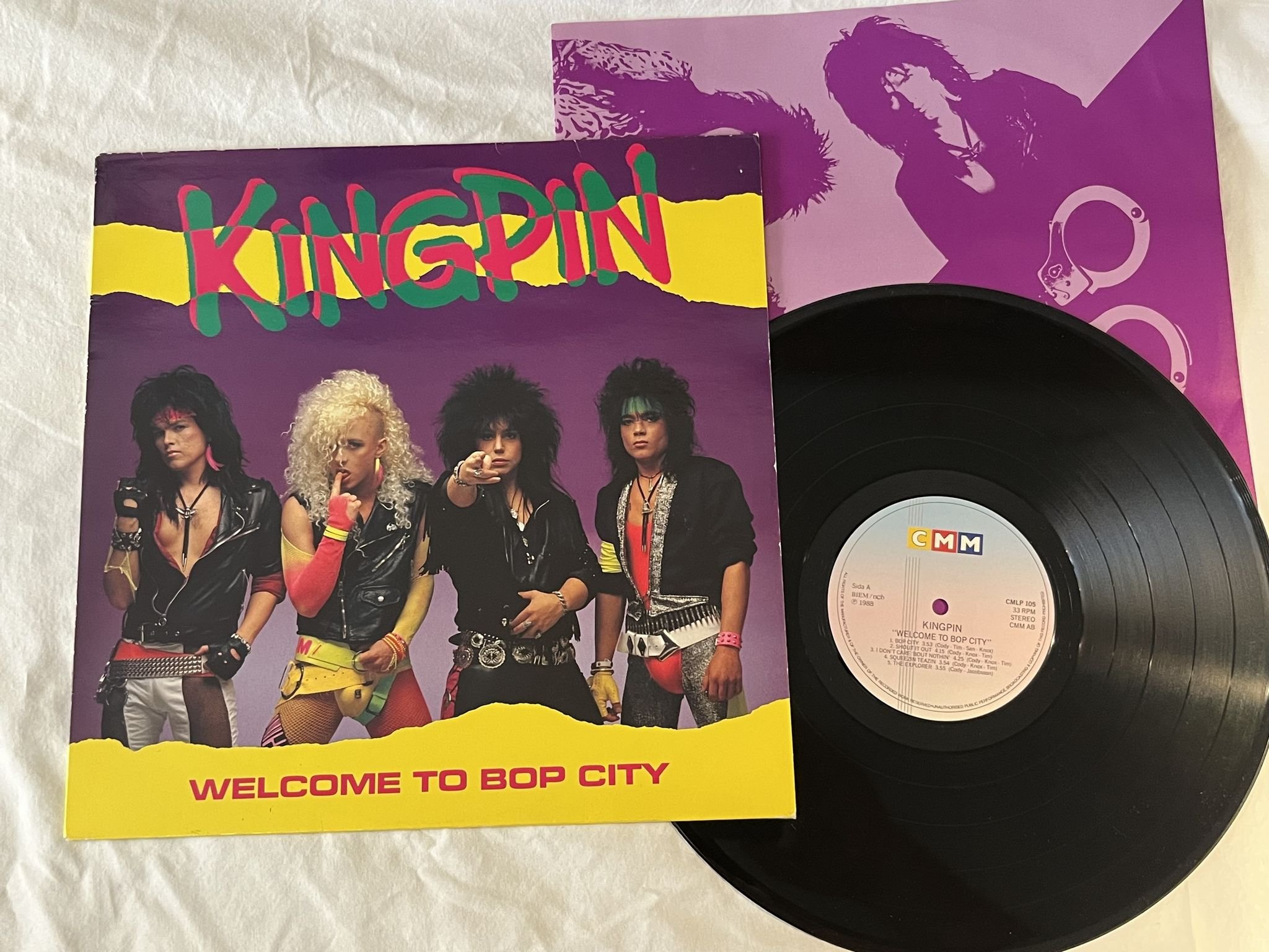 Omslagsbild för skivan KINGPIN welcome to the bop city LP -88 Swe CNN CMLP 105 ** RARE HARD ROCK **