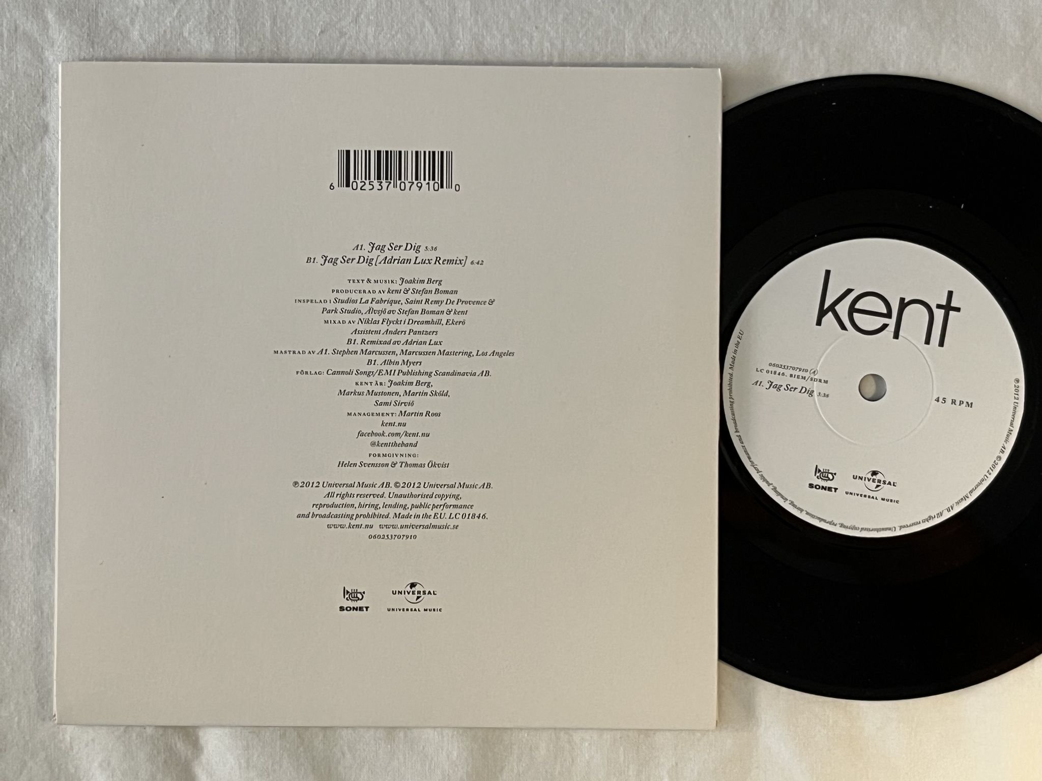 Omslagsbild för skivan COLDPLAY in my place 7" 2012 UNIVERSAL 060253707910