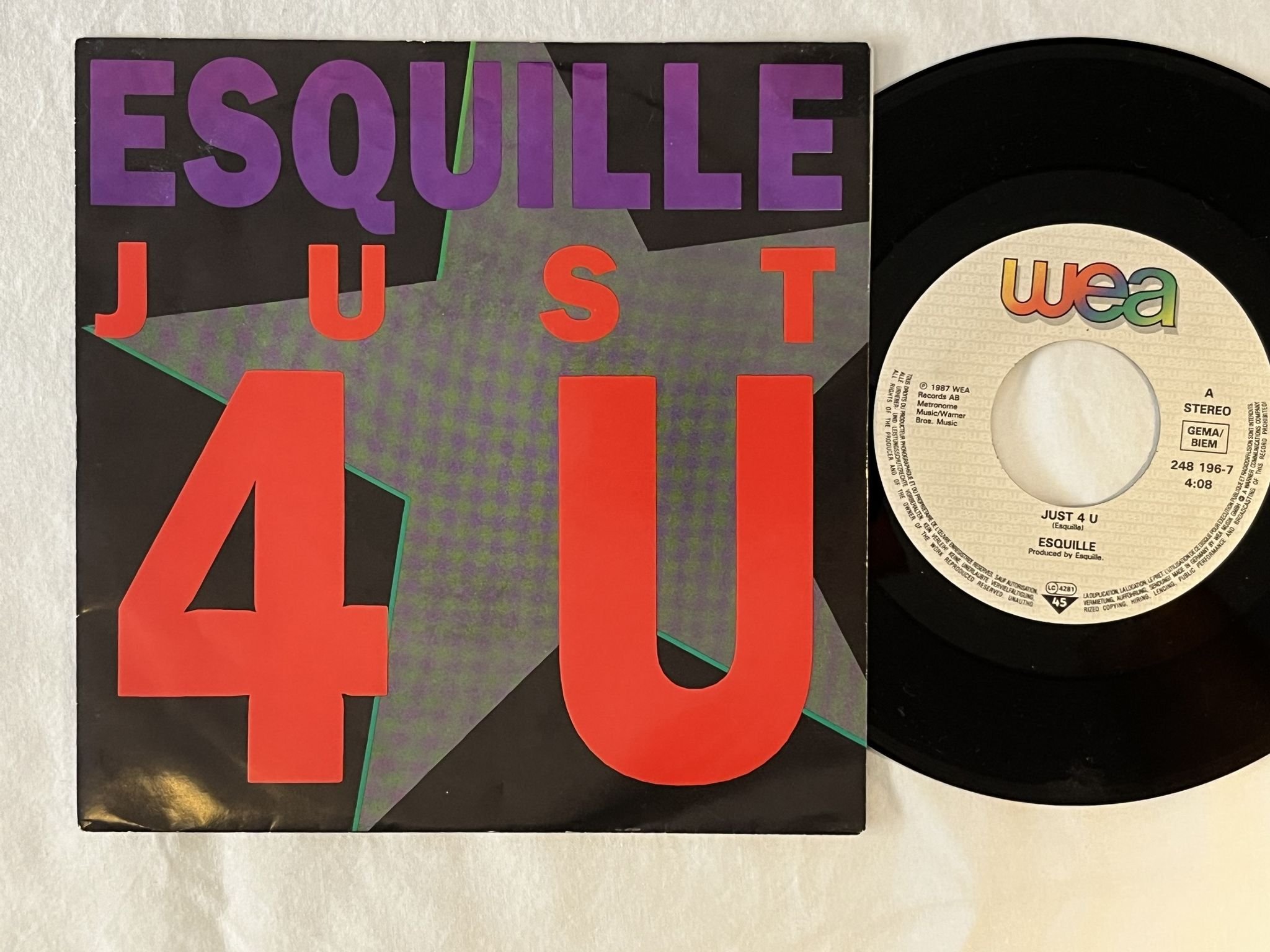 Omslagsbild för skivan ESQUILLE just 4 u 7" -87 WEA 248 196-7 *** RARE BOOGIE FUNK ***