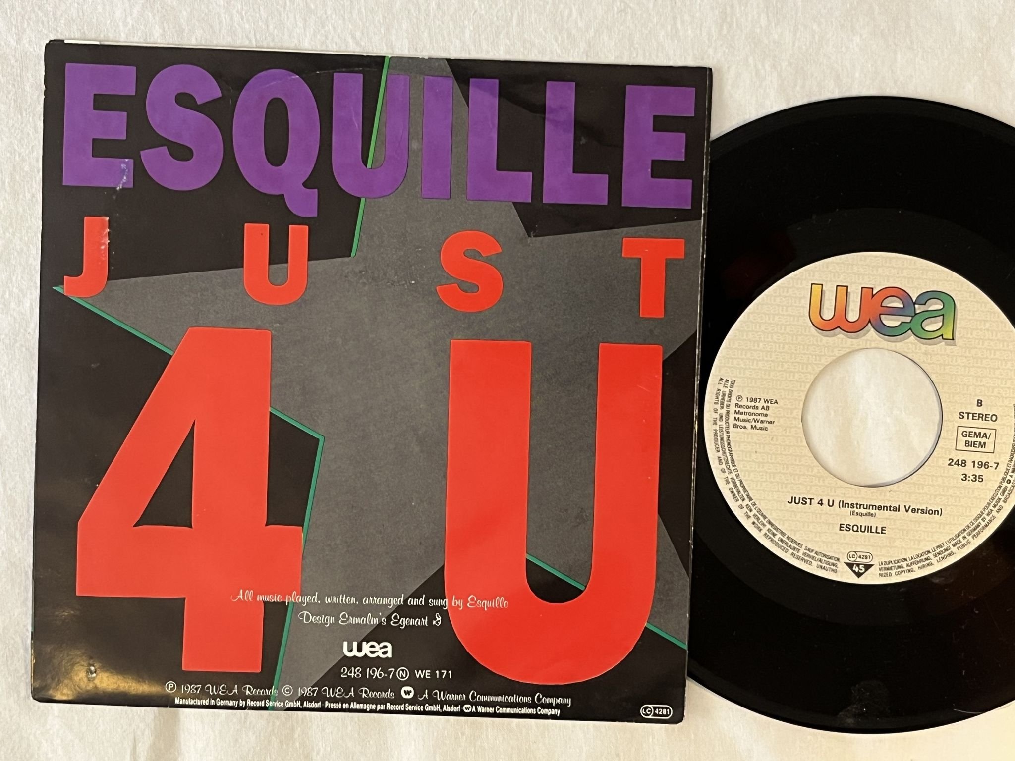 Omslagsbild för skivan ESQUILLE just 4 u 7" -87 WEA 248 196-7 *** RARE BOOGIE FUNK ***