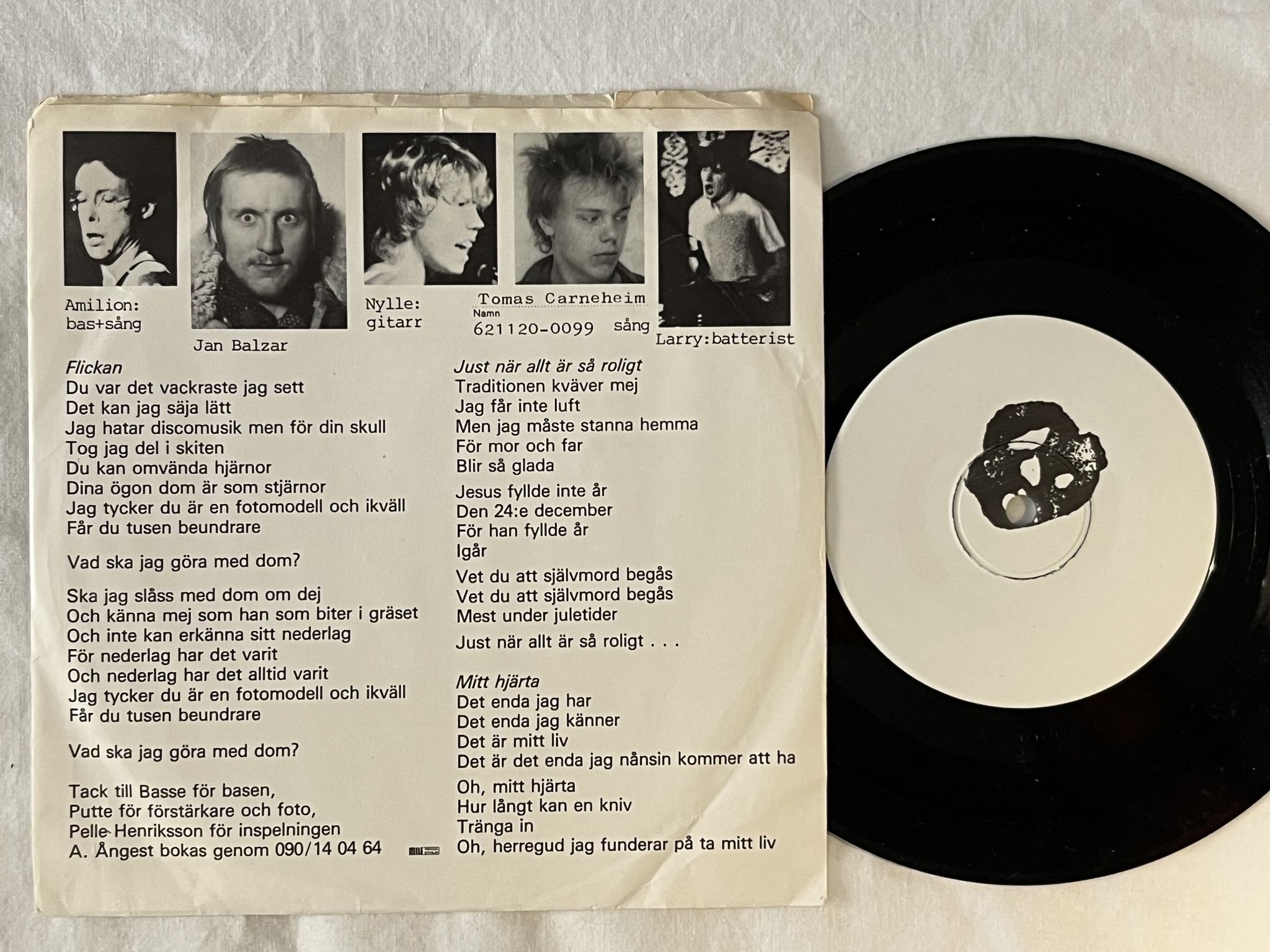 Omslagsbild för skivan ANDERS ÅNGEST Flickan 7" -80 Swe ALBONS SKIVOR GP1 *** RARE PUNK ***