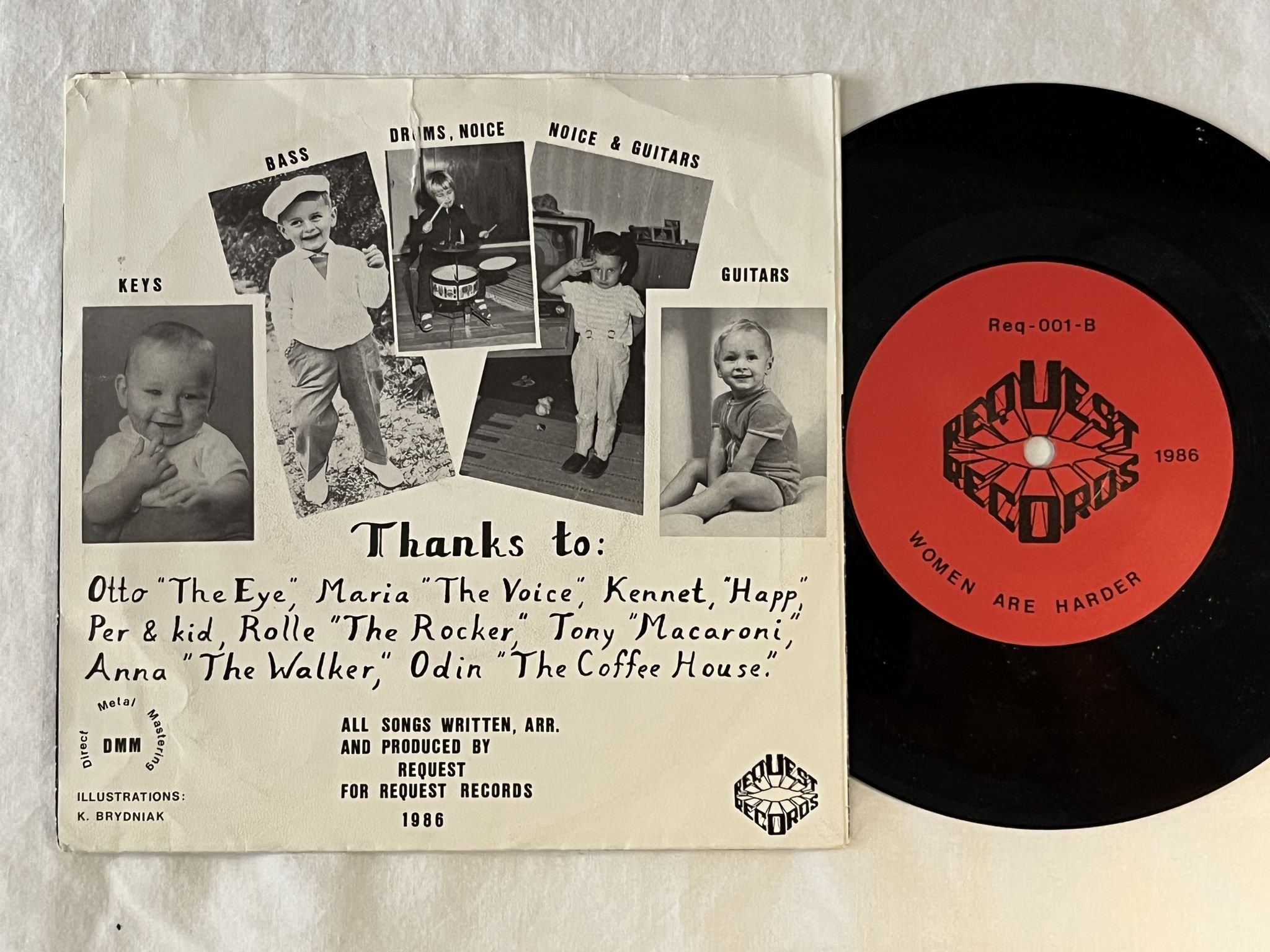 Omslagsbild för skivan REQUEST Yesterday Lies 7" -86 private press REQ-001 ** AOR **