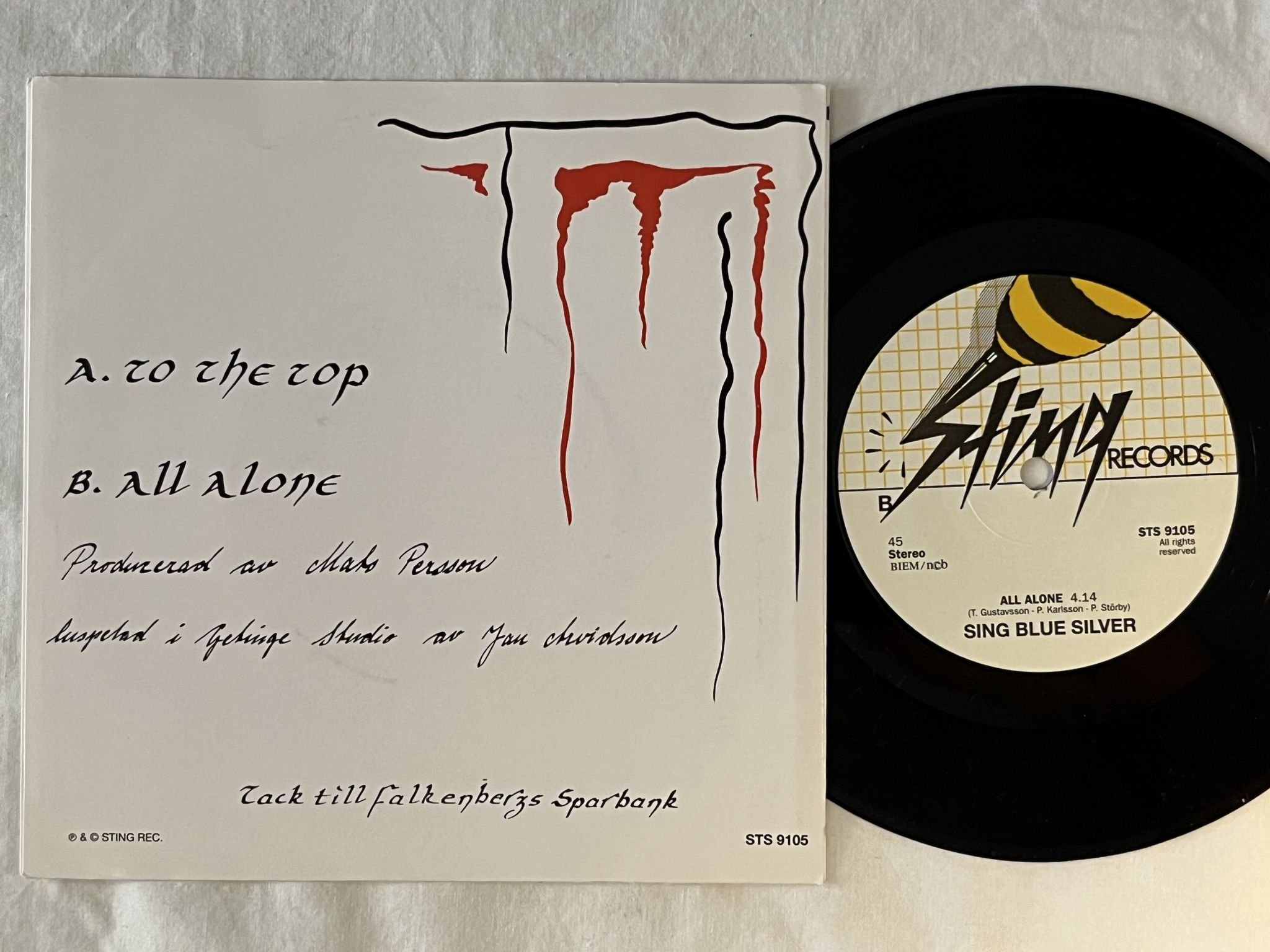 Omslagsbild för skivan SING BLUE SILVER to the top 7" Swe STING STS 9105 *** FUNK-POP ***