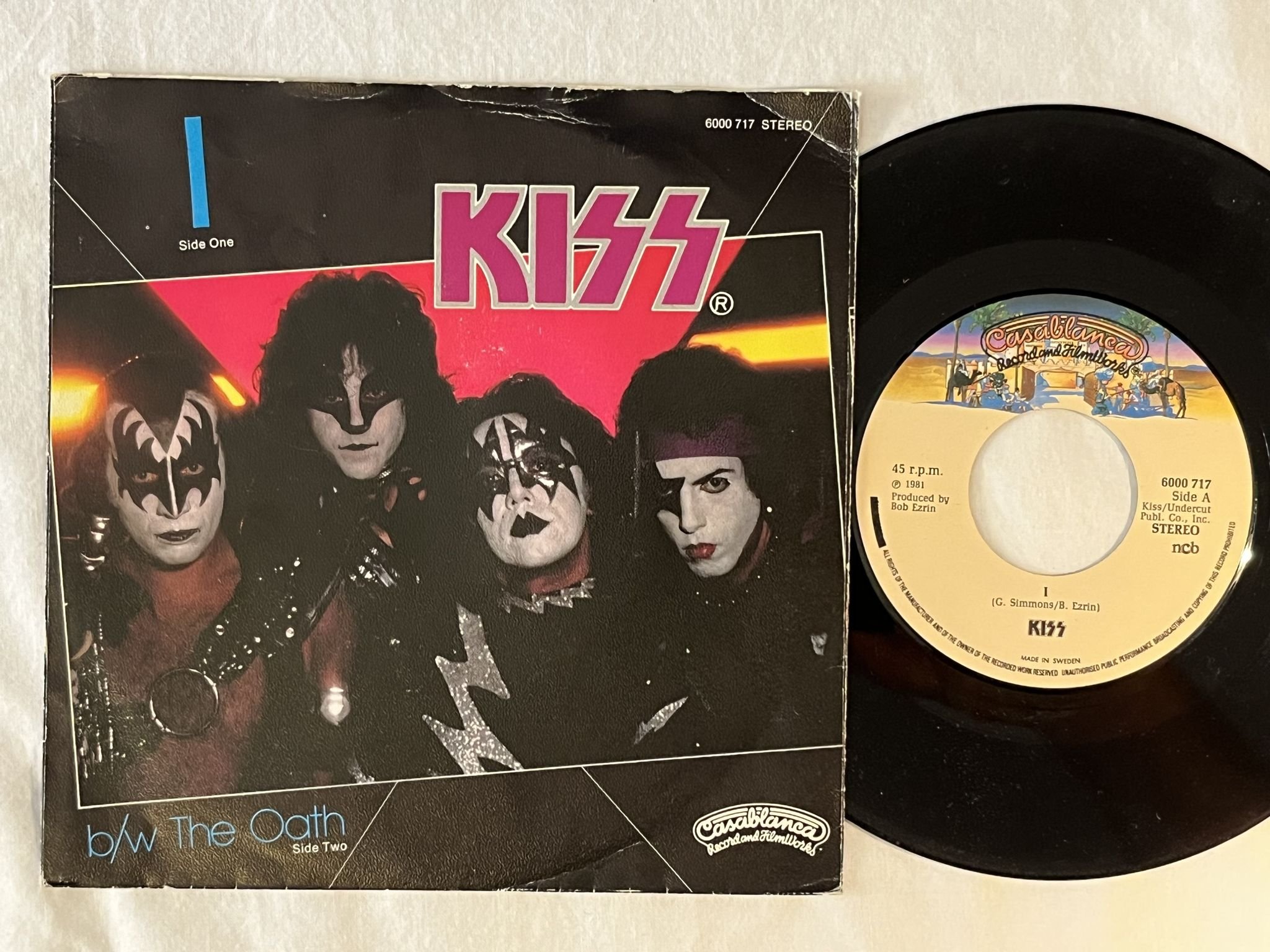 Omslagsbild för skivan KISS I / The Oath 7" -81 Swe CASABLANCA 6000 717