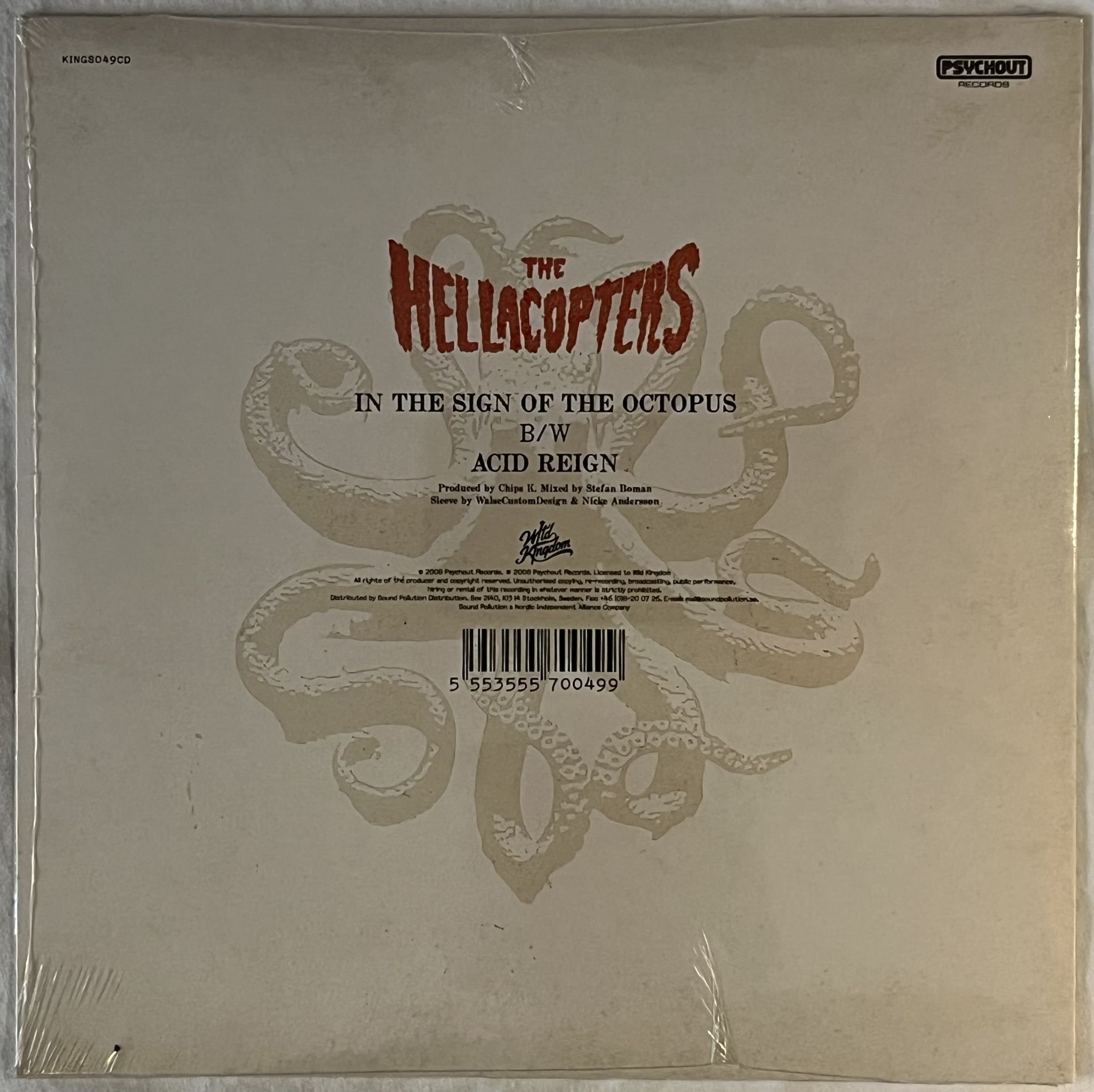 Omslagsbild för skivan THE HELLACOPTERS In The Sign Of The Octopus 7" 2008 PSYCHOUT KINDS049