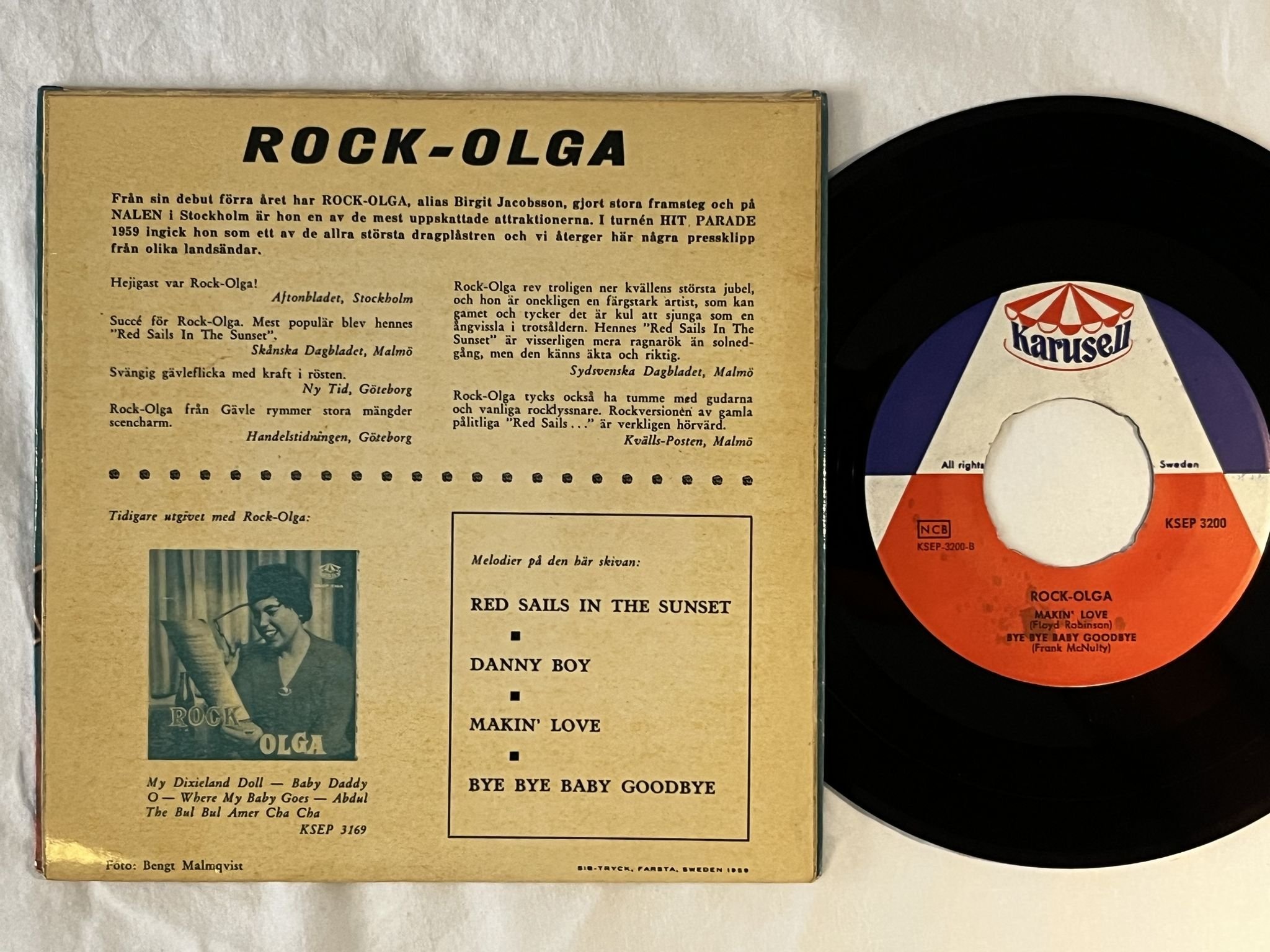 Omslagsbild för skivan ROCK-OLGA Red Sails In The Sunset 7"ep -59 KARUSELL KSEP 3200