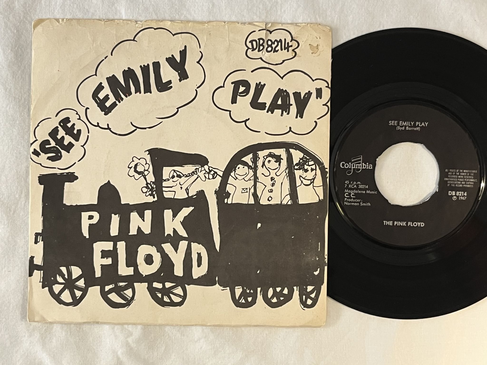 Omslagsbild för skivan PINK see Emily play! 7" -67 COLUMBIA DB 8214 *** RARE 45 ***