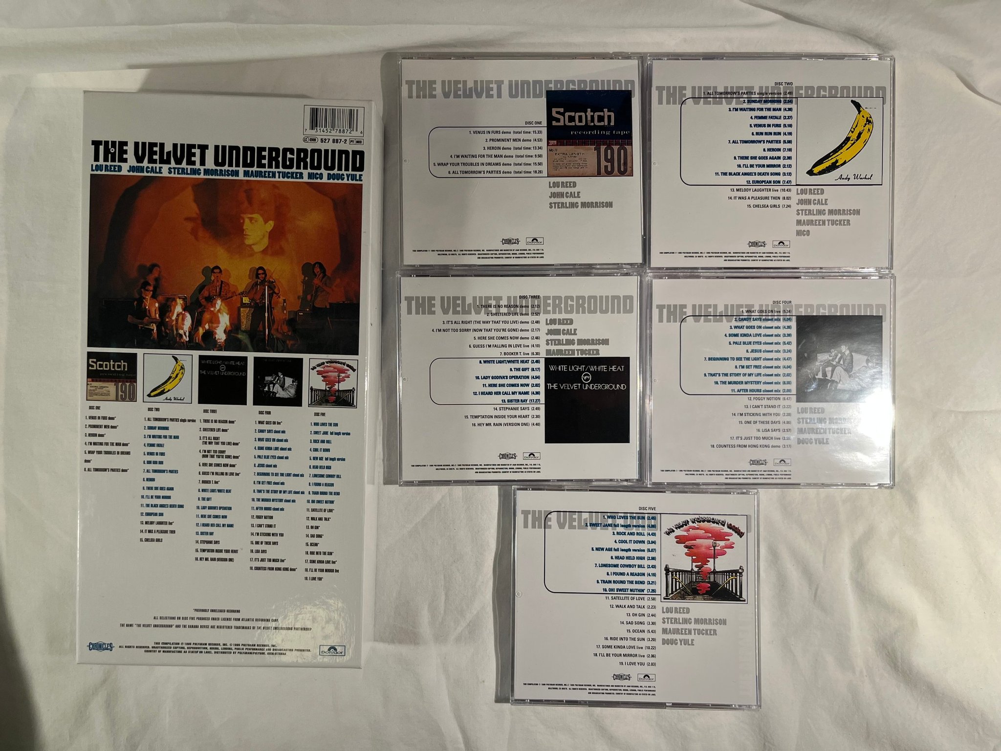 Omslagsbild för skivan THE VELVET UNDERGROUND Peel Slowly And See 5xCD box set -95 POLYDOR 527 887-2