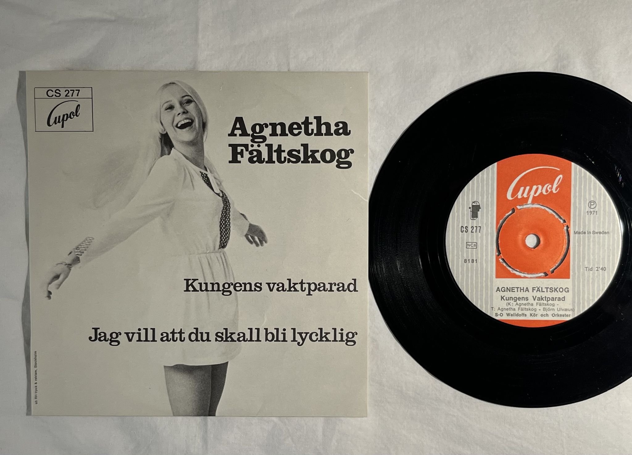 Omslagsbild för skivan AGNETHA FÄLTSKOG kungens vaktparad 7" -71 Swe CUPOL CS 277 *** RARE ***