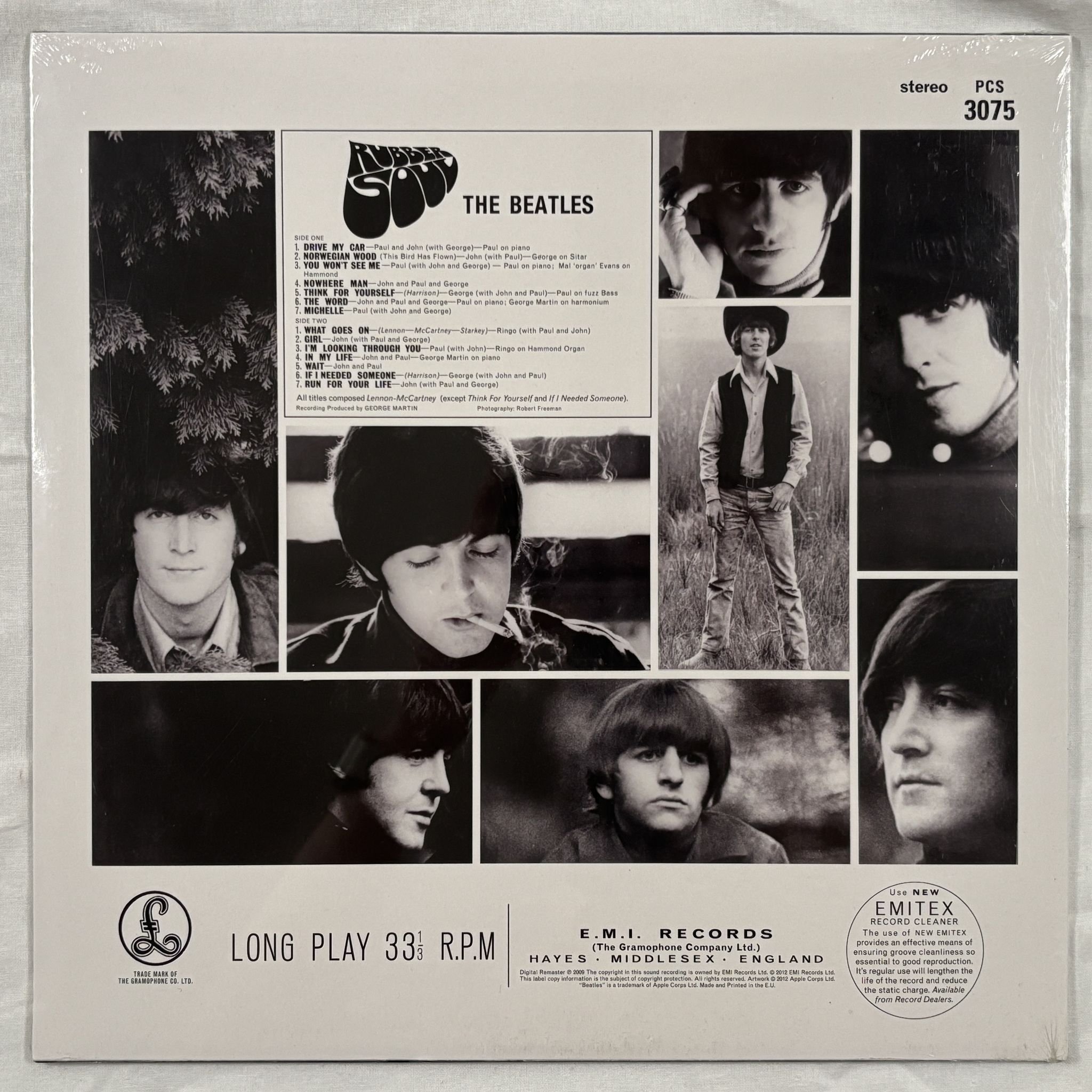 Omslagsbild för skivan THE BEATLES Rubber Soul LP- 2012 Parlophone – PCS 3075