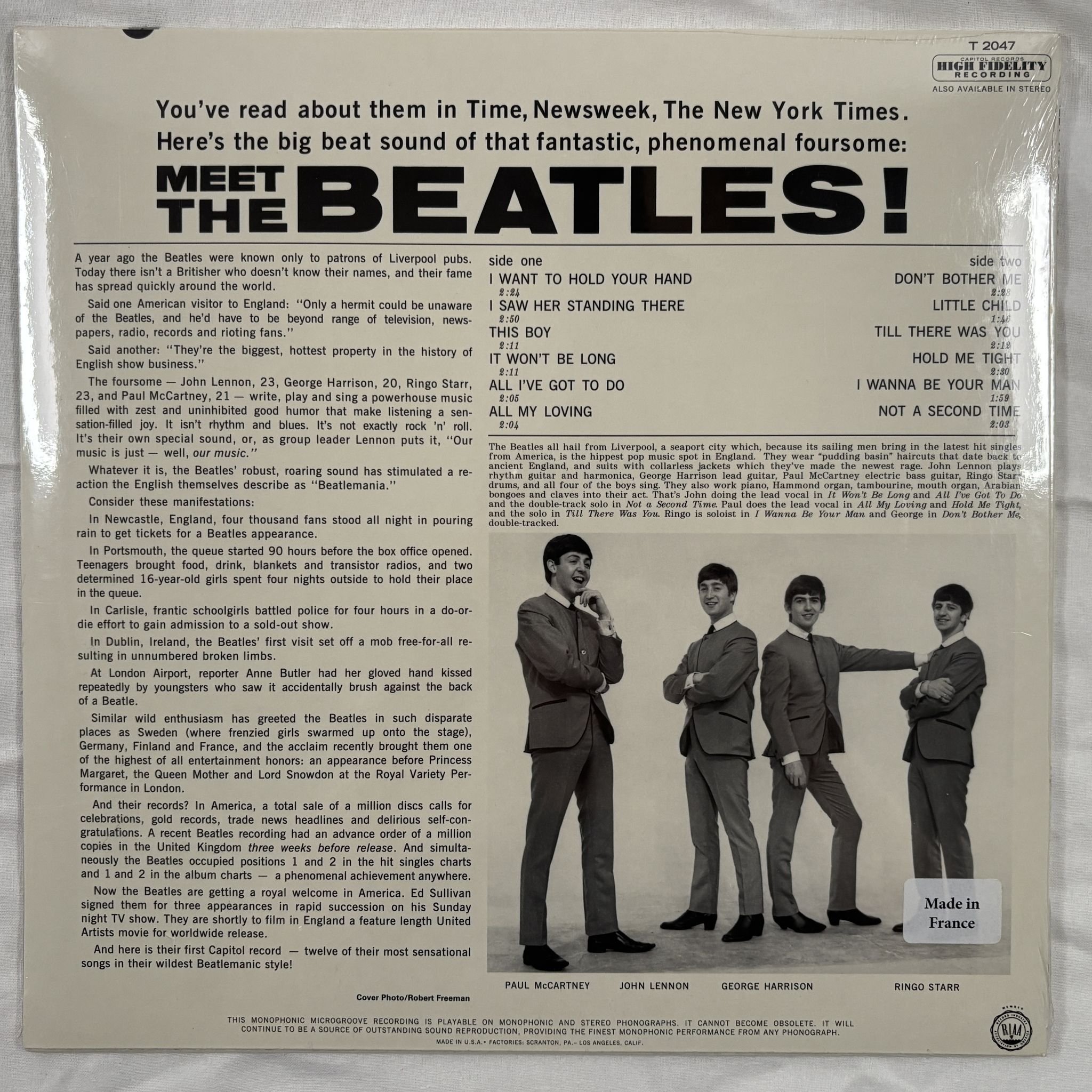 Omslagsbild för skivan THE BEATLES Meet The Beatles! LP- 2024 Capitol Records – T 2047