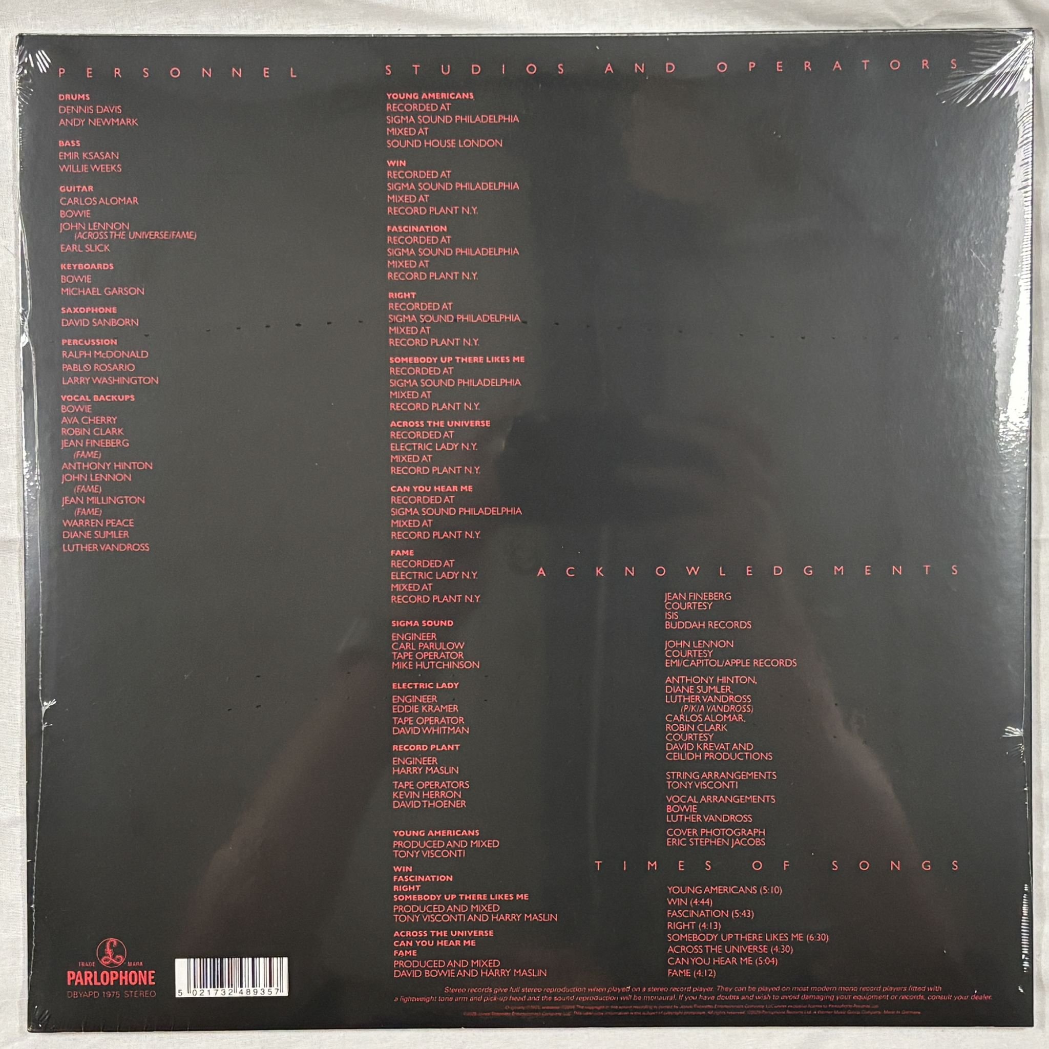 Omslagsbild för skivan DAVID BOWIE Young Americans LP- 2025 Parlophone – 5021732489357