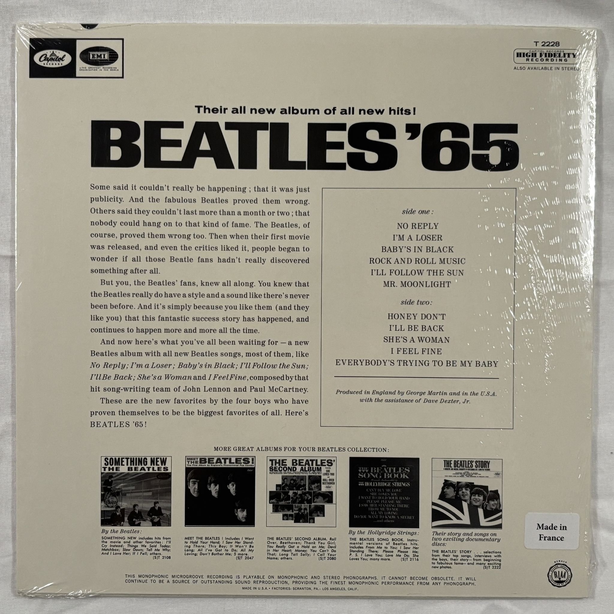 Omslagsbild för skivan THE BEATLES Beatles '65 LP- 2024 Capitol Records – T 2228