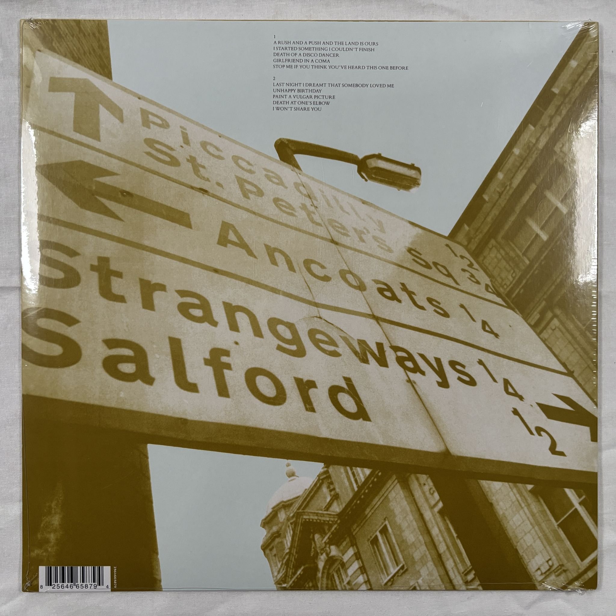 Omslagsbild för skivan THE SMITHS Strangeways, Here We Come LP Rhino Records 2564665879