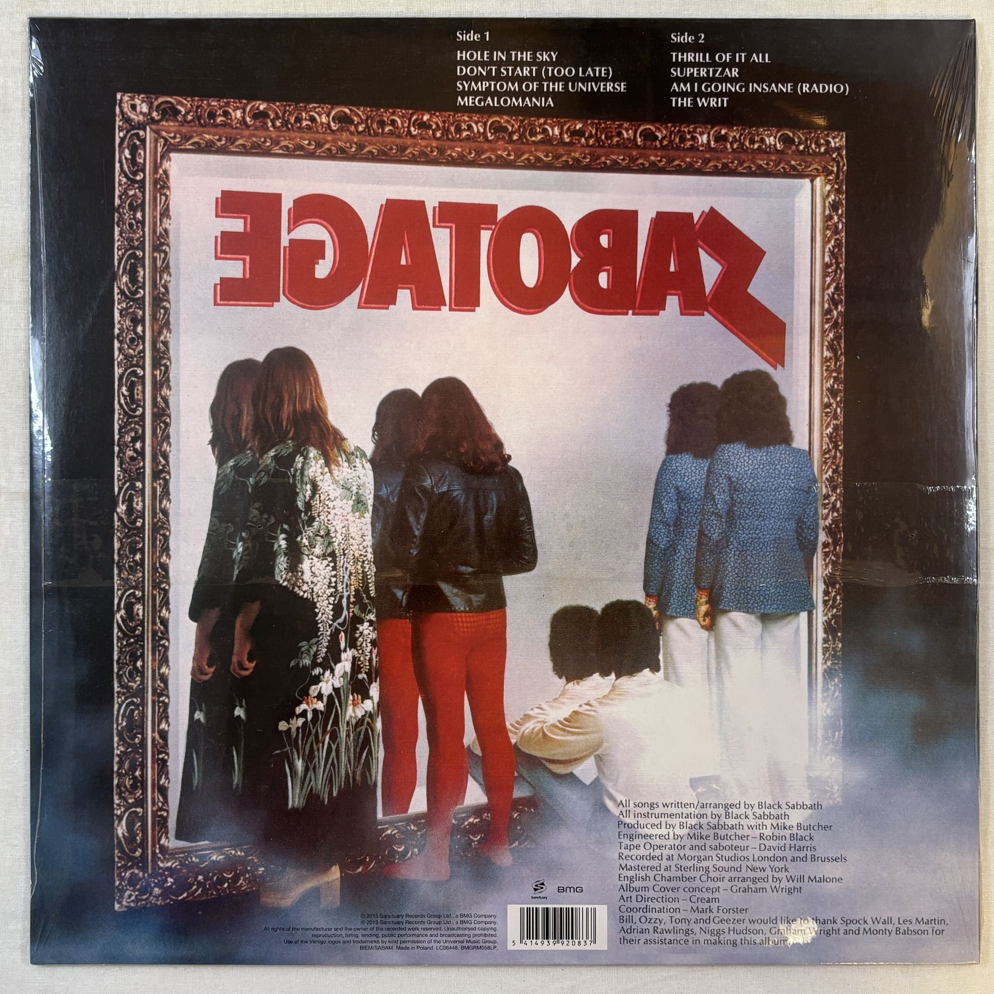 Omslagsbild för skivan BLACK SABBATH Sabotage LP- 2015 Sanctuary – BMGRM058LP