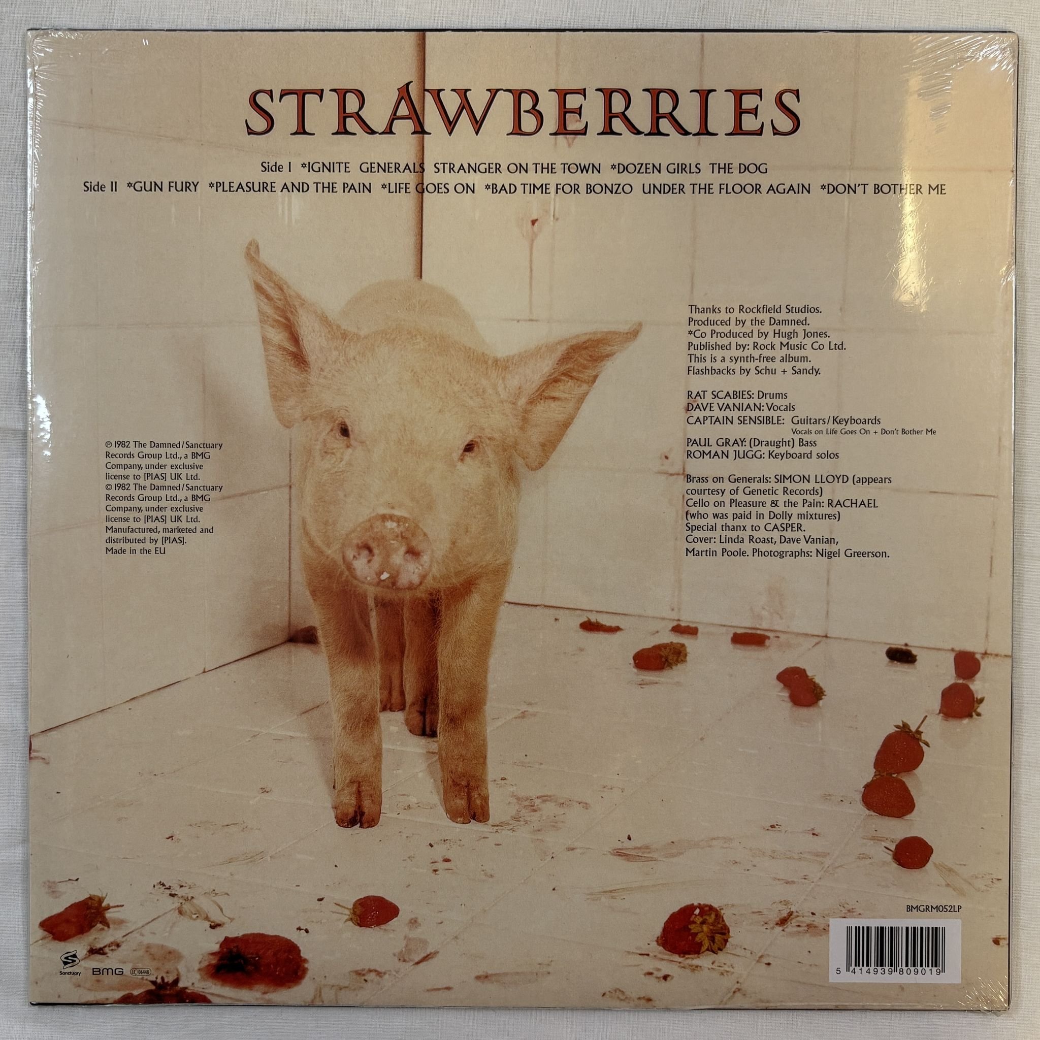 Omslagsbild för skivan THE DAMNED Strawberries LP Sanctuary – BMGRM052LP