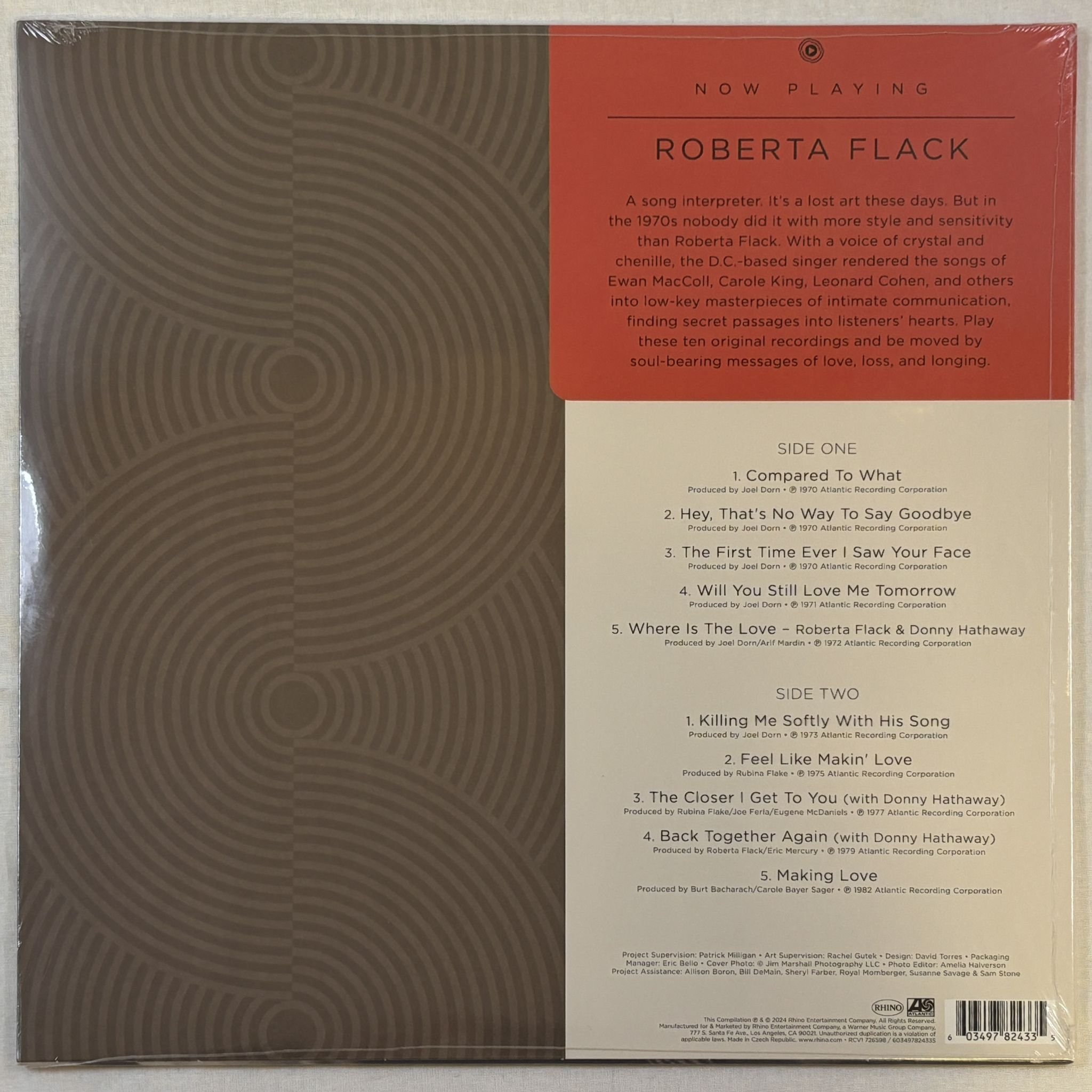 Omslagsbild för skivan ROBERTA FLACK Now Playing LP- 2024 Rhino Records RCV1 726598