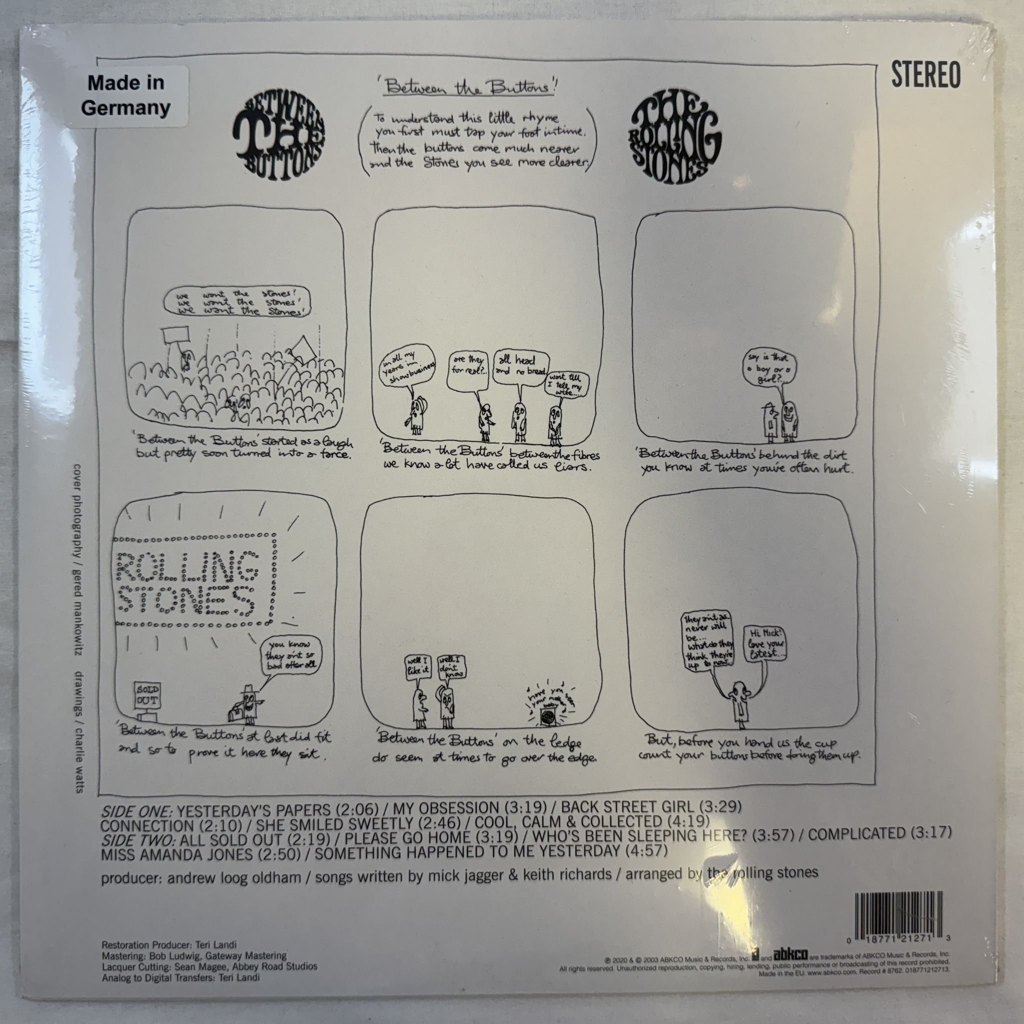 Omslagsbild för skivan THE ROLLING STONES between the buttons LP ABKCO 2127-1