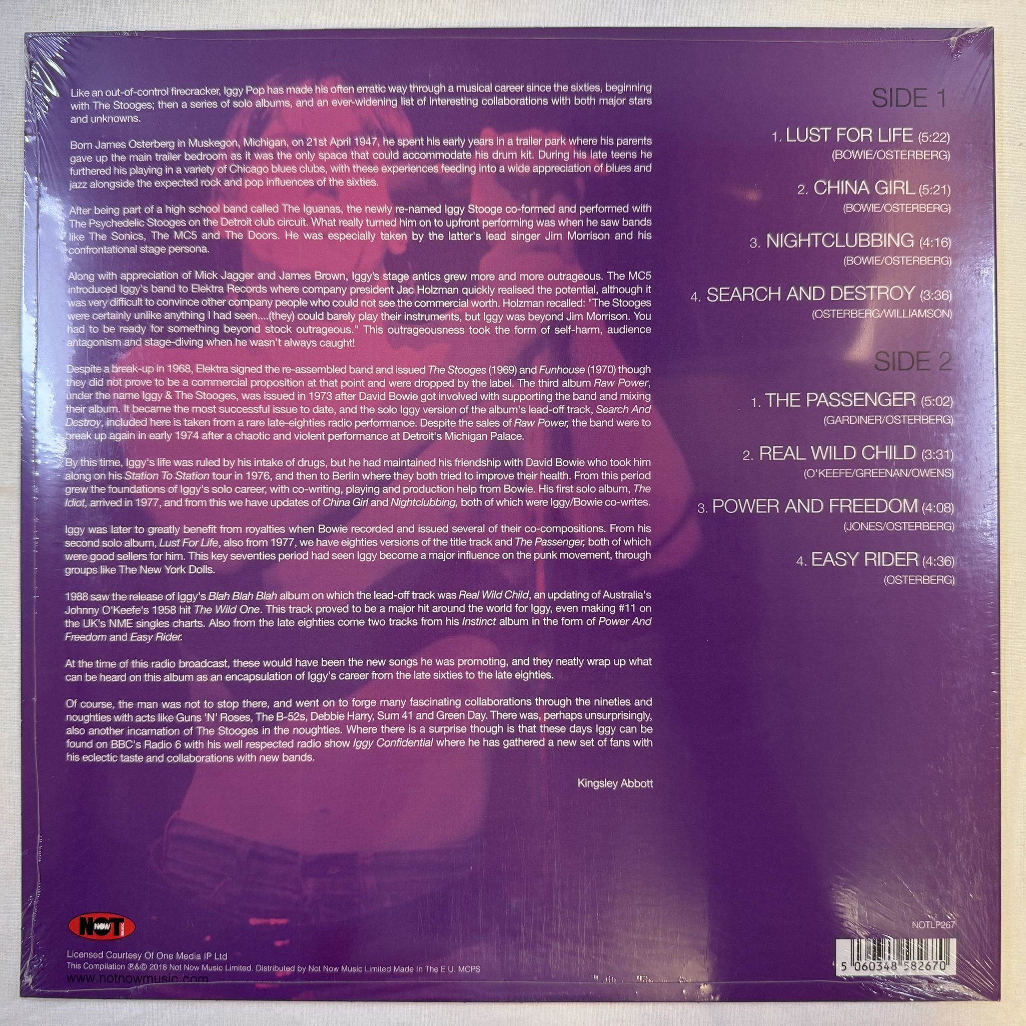 Omslagsbild för skivan IGGY POP lust for live LP -2018 Not Now Music – NOTLP267