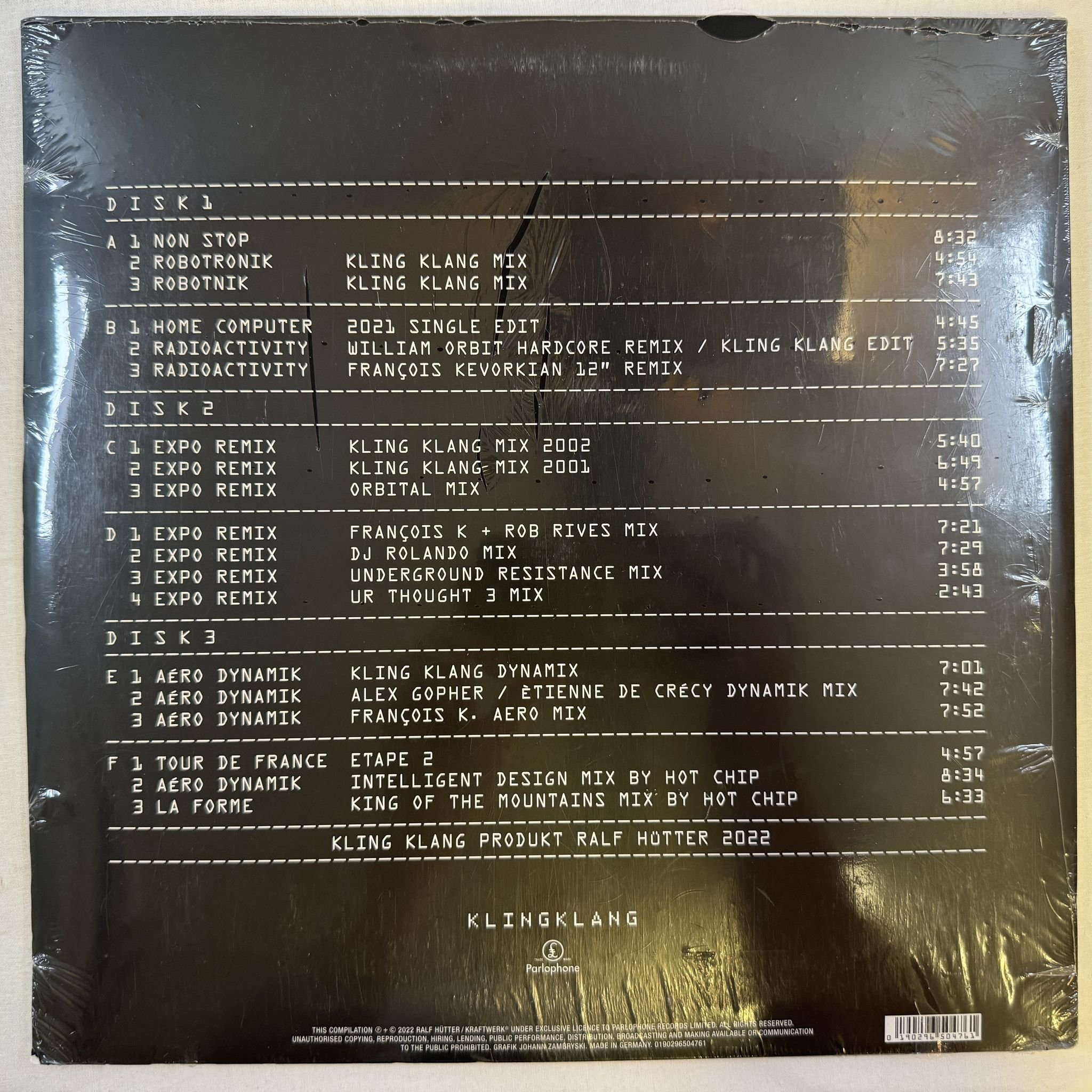 Omslagsbild för skivan KRAFTWERK remixes LP -2022 Kling Klang – 0190296504761