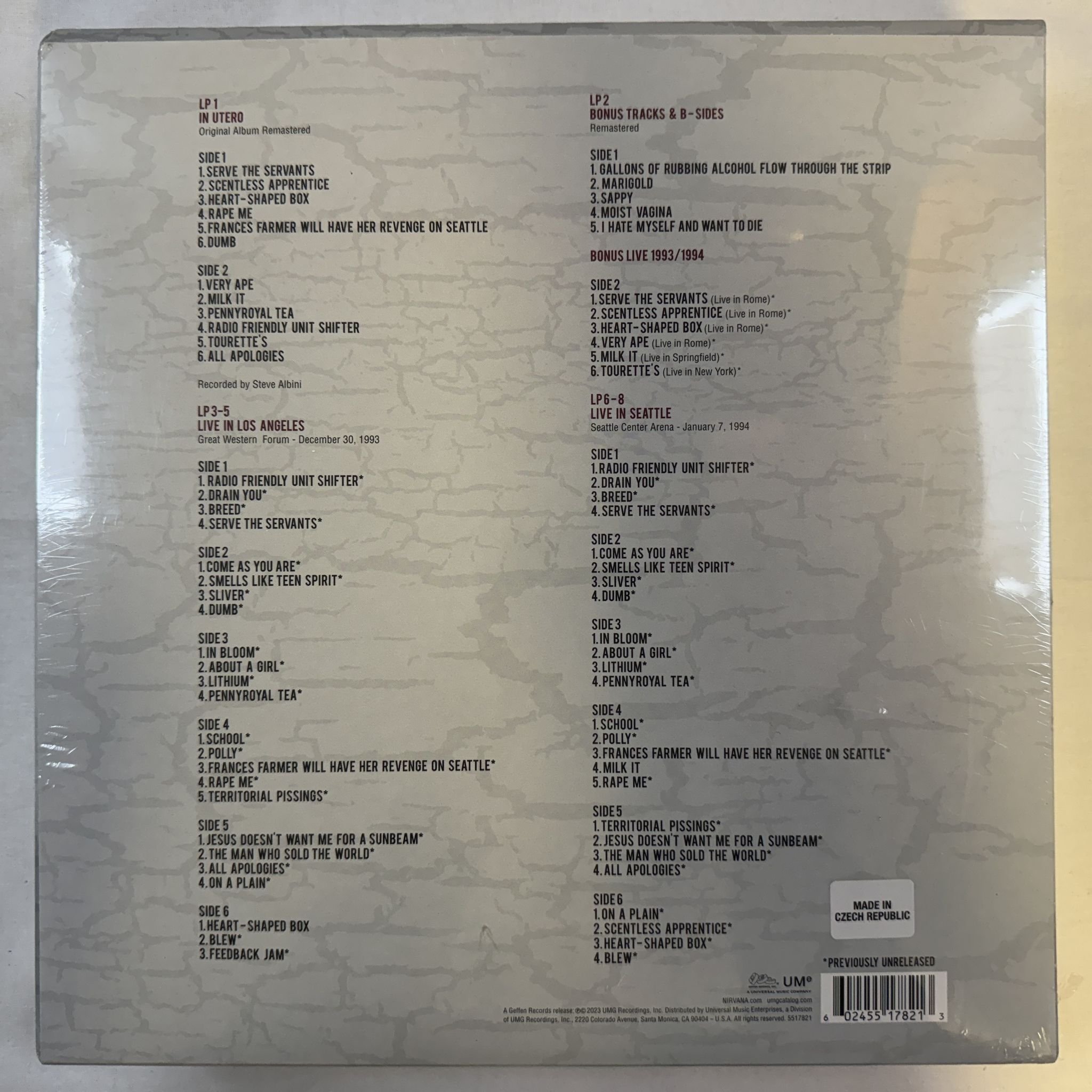 Omslagsbild för skivan NIRVANA in utero LP-BOX -2023 DGC – 5517821