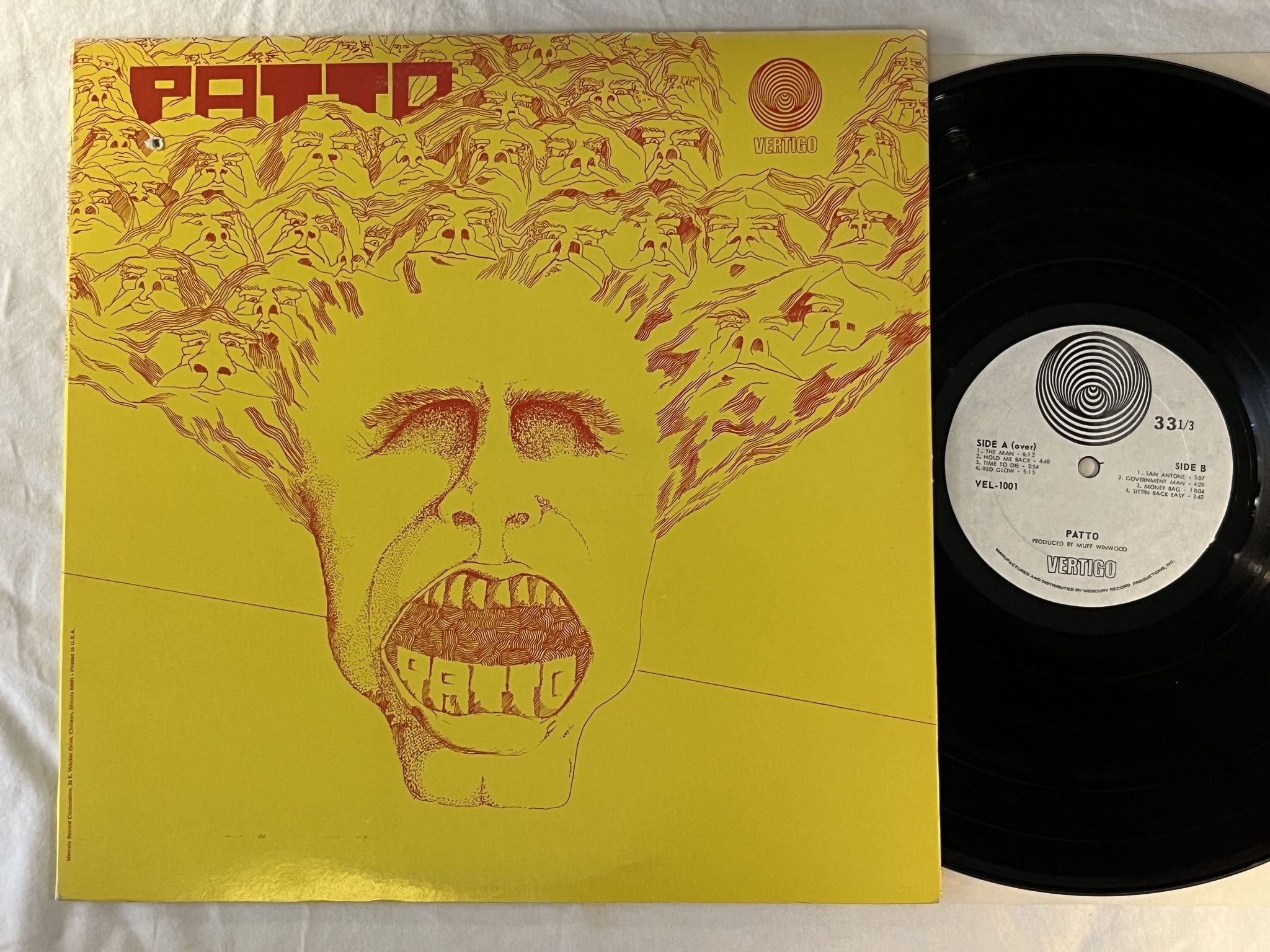 Omslagsbild för skivan PATTO s/t LP -71 US VERTIGO VEL-1001 *** HARD PROG ***