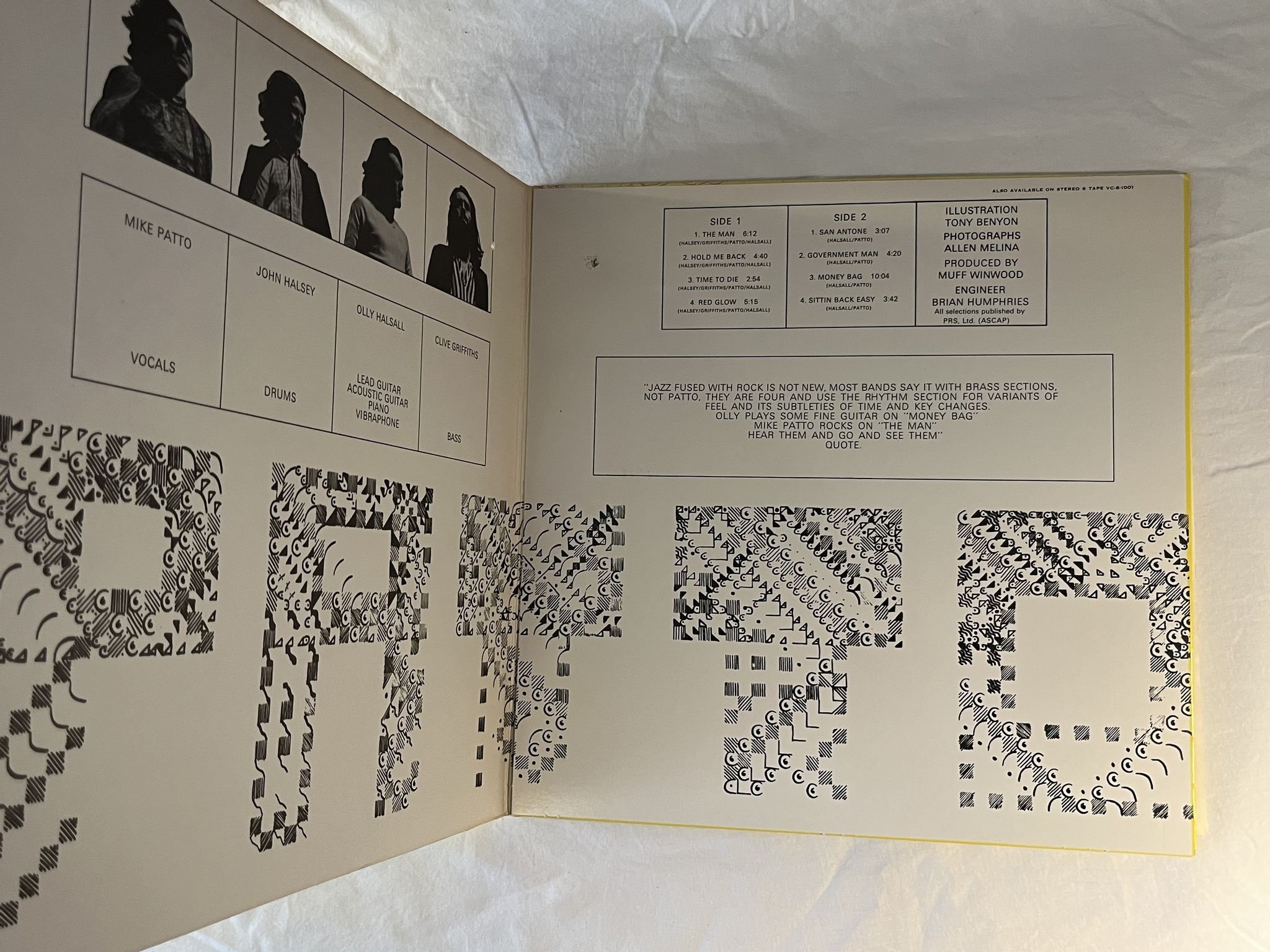 Omslagsbild för skivan PATTO s/t LP -71 US VERTIGO VEL-1001 *** HARD PROG ***