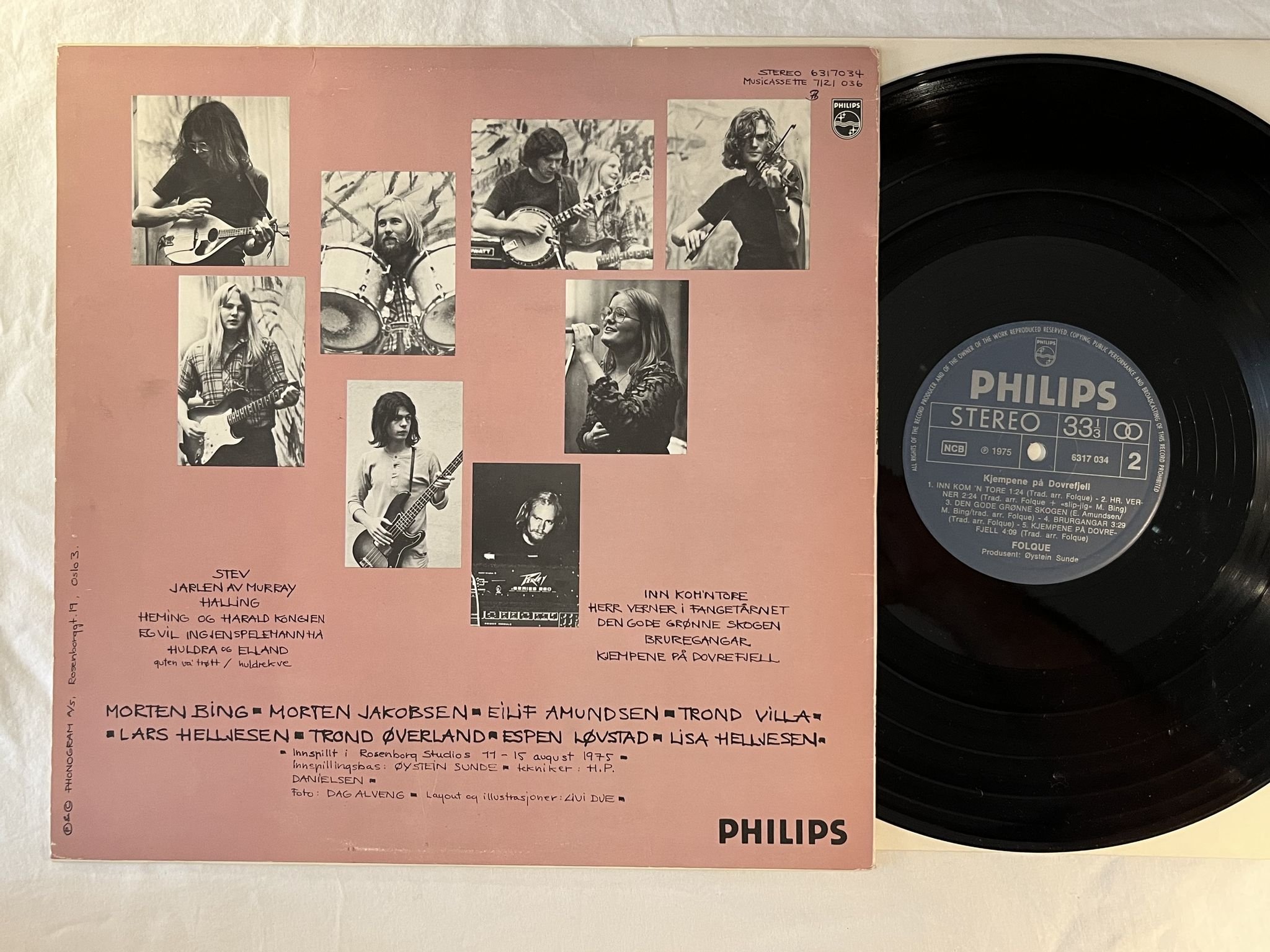 Omslagsbild för skivan FOLQUE Kjempene På Dovrefjell LP -75 Norway PHILIPS 6317 034 ** FOLK / PROG **