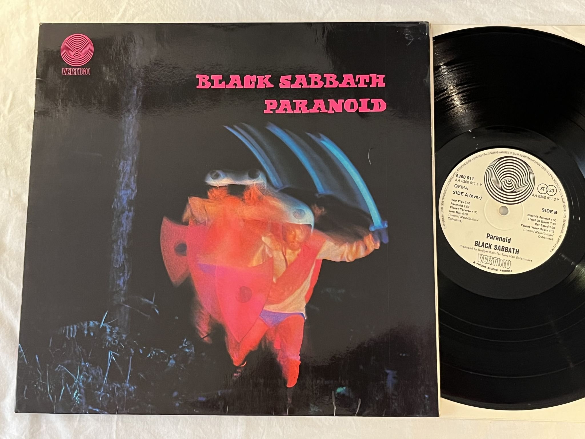 Omslagsbild för skivan BLACK SABBATH paranoid LP Ger VERTIGO swirl 6360 011