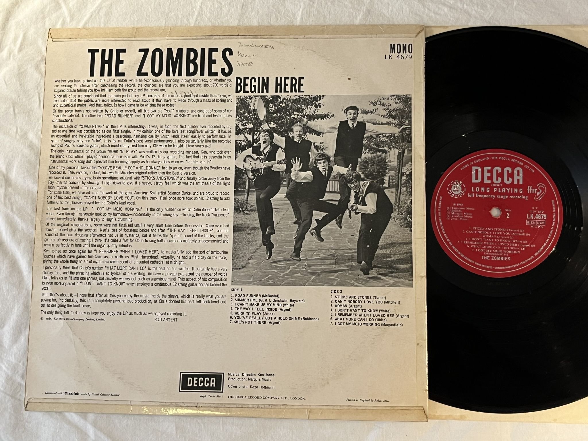 Omslagsbild för skivan THE ZOMBIES Begin Here LP -65 UK DECCA mono LK 4679
