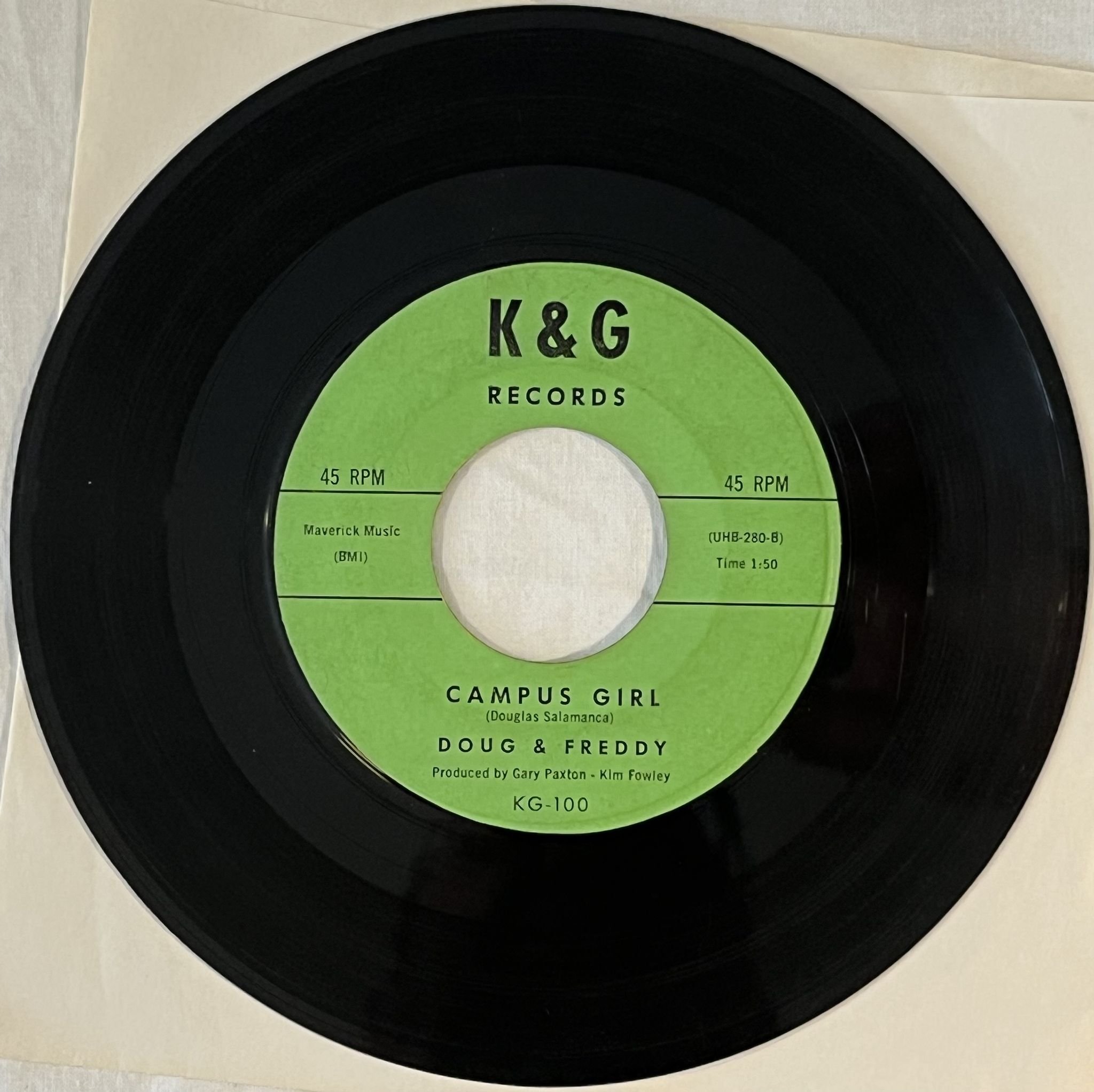 Omslagsbild för skivan DOUG & FREDDY need your love 7" US K&G RECORDS KG-100 ** doo wop **
