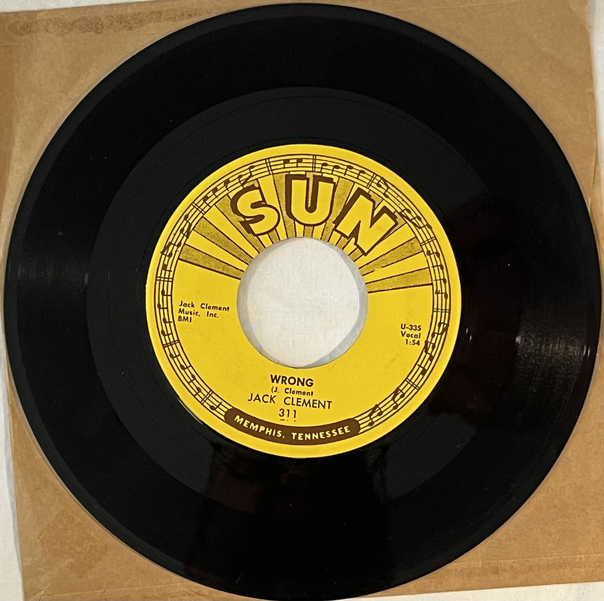 Omslagsbild för skivan JACK CLEMENT The Black Haired Man 7" US -58 SUN 311 ** ROCKABILLY **