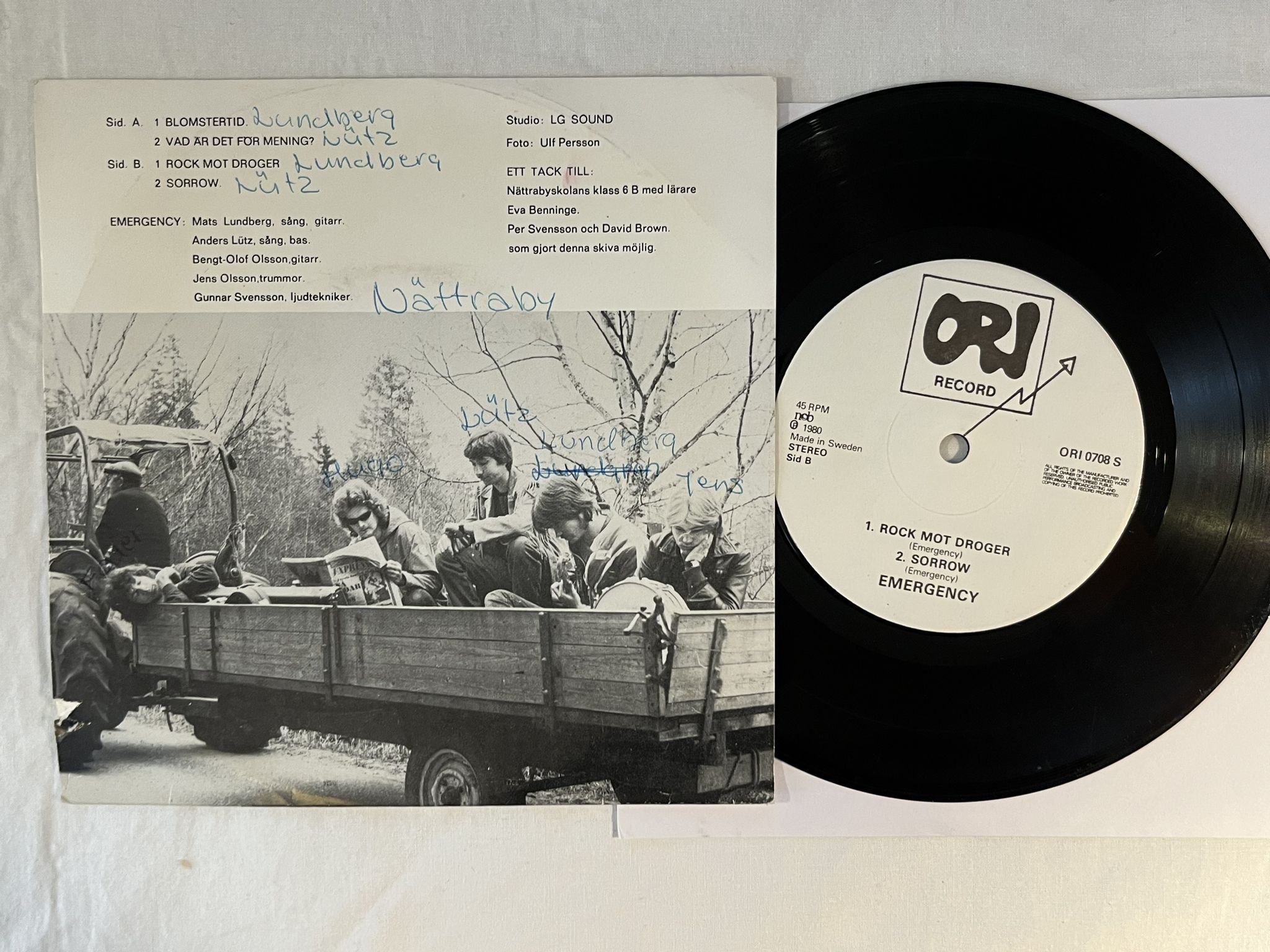 Omslagsbild för skivan EMERGENCY Blomstertid 7" -80 Swe ORI 0708 S *** PUNK ROCK ***