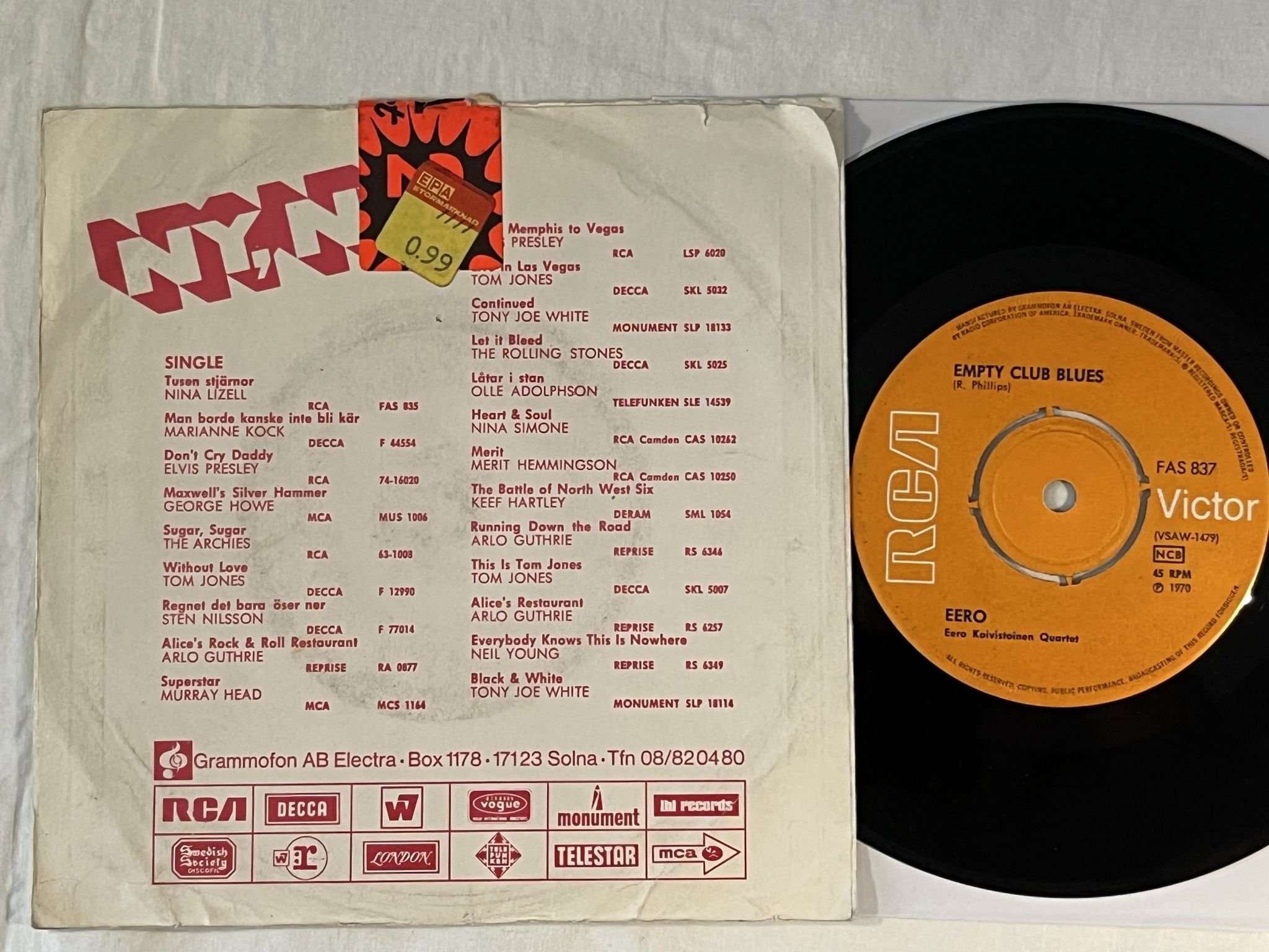 Omslagsbild för skivan EERO St Louis blues 7" Swe -70 RCA VICTOR FAS 837