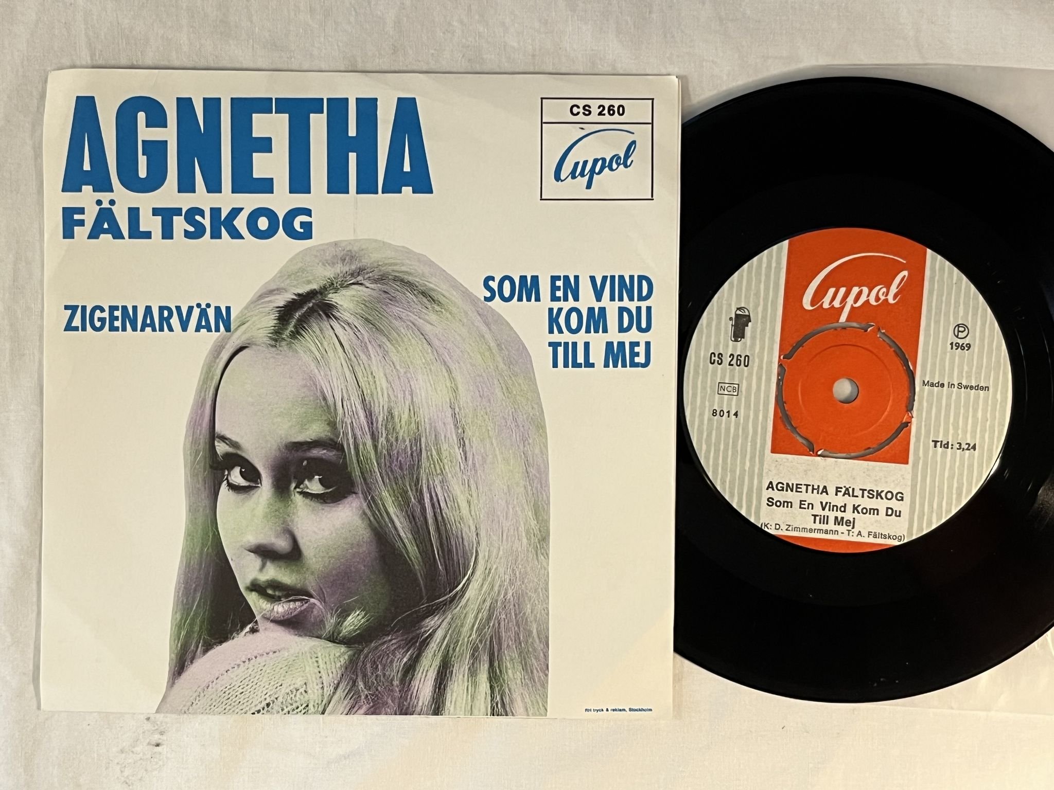 Omslagsbild för skivan AGNETHA FÄLTSKOG zigenarvän 7" -69 CUPOL CS 260