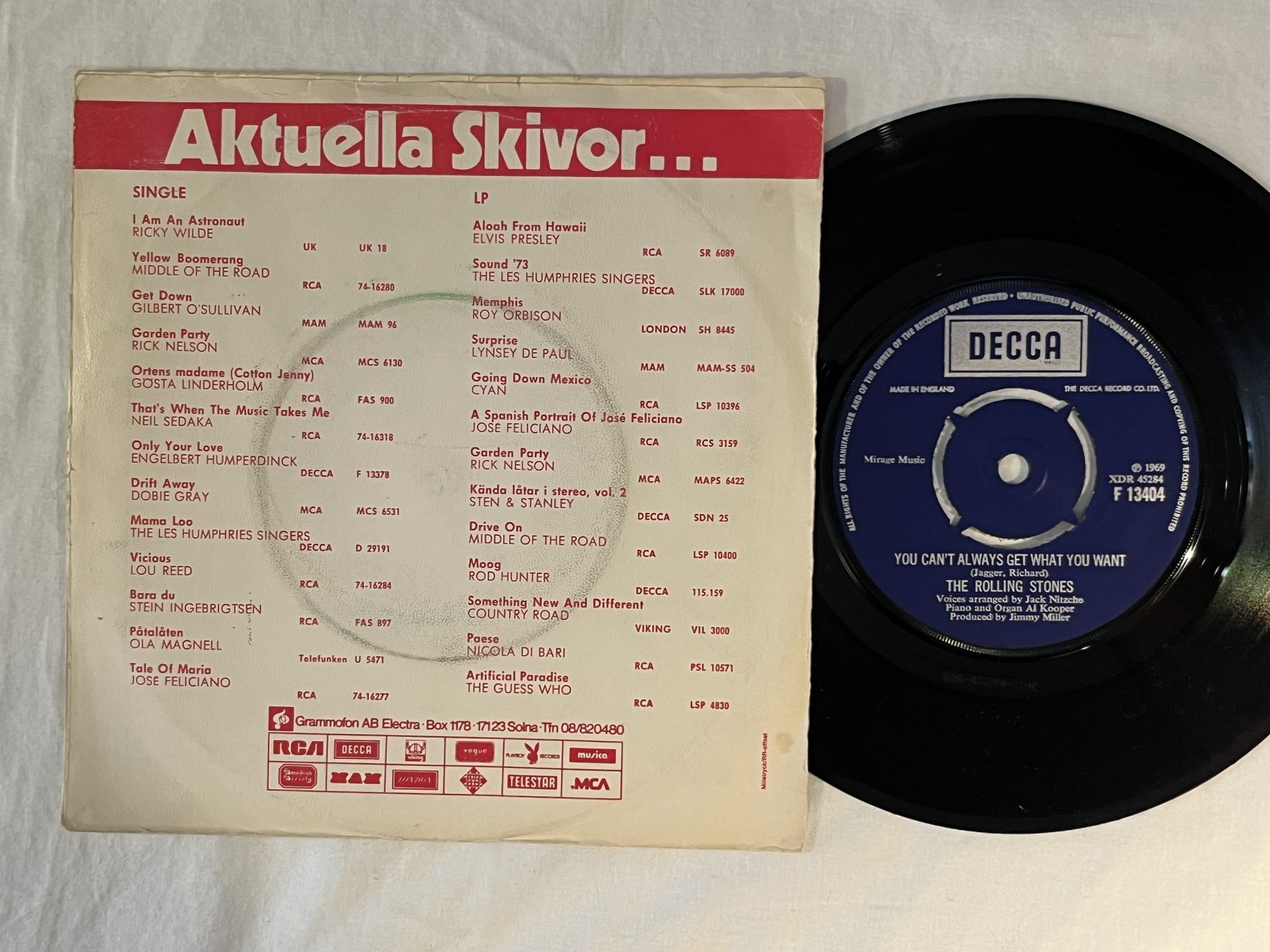 Omslagsbild för skivan ROLLING STONES sad day 7" -66 UK DECCA F 13404